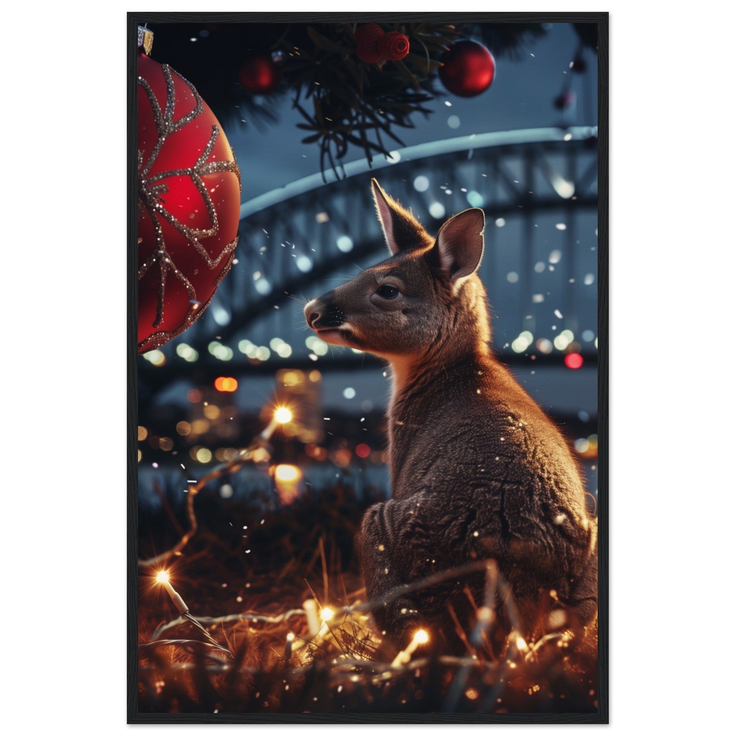 Poster Noël En Australie ( 60x90-cm-Bois-noir)