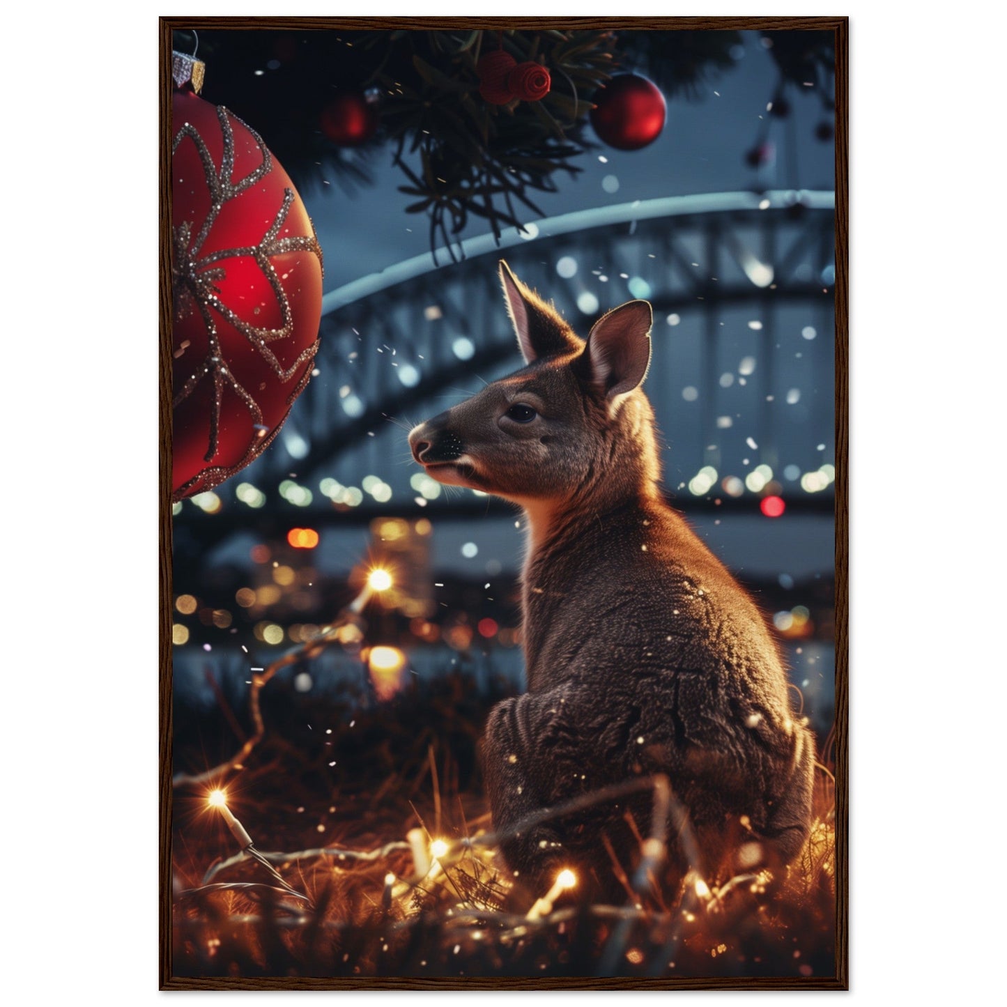 Poster Noël En Australie ( 70x100-cm-Bois-foncé)