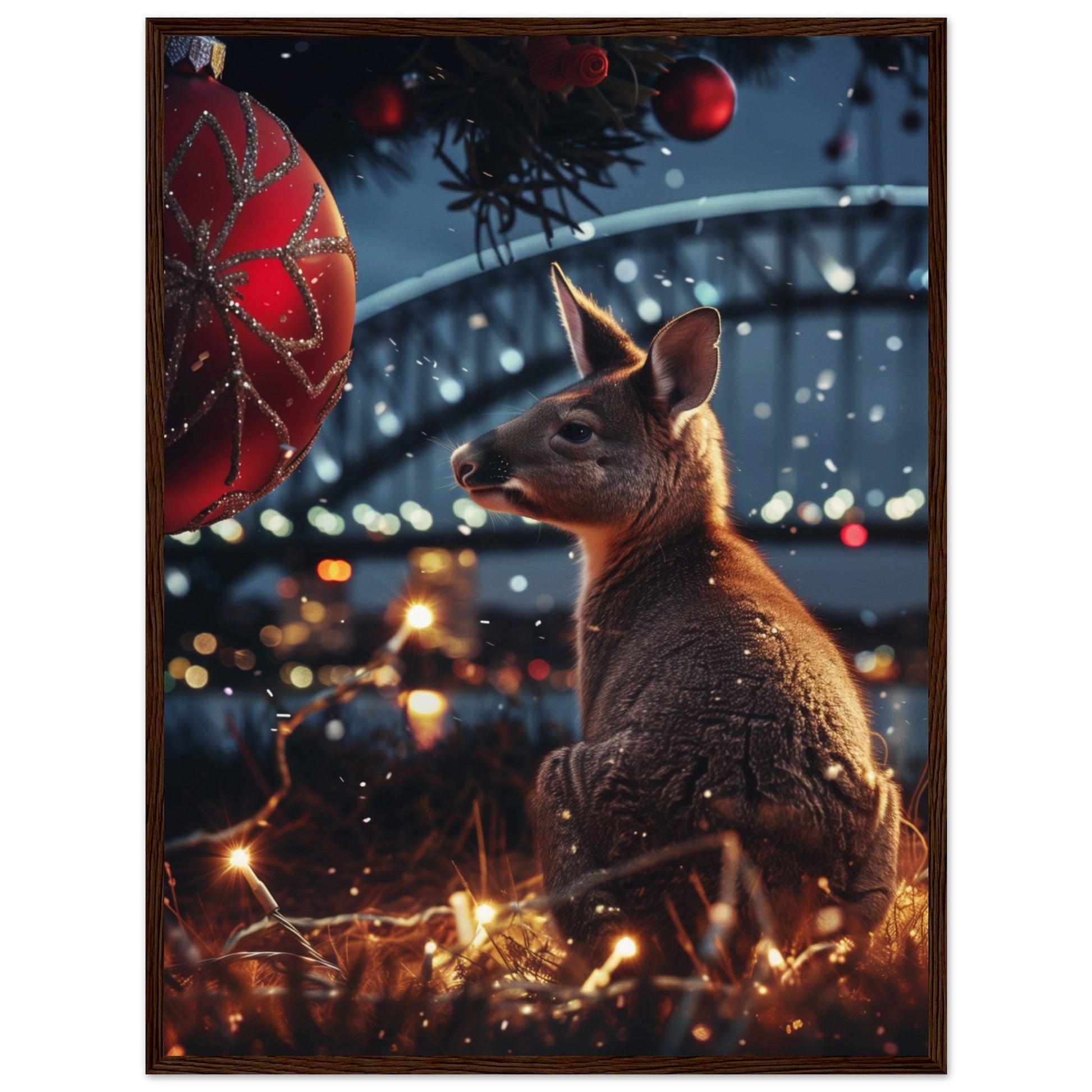 Poster Noël En Australie ( 60x80-cm-Bois-foncé)