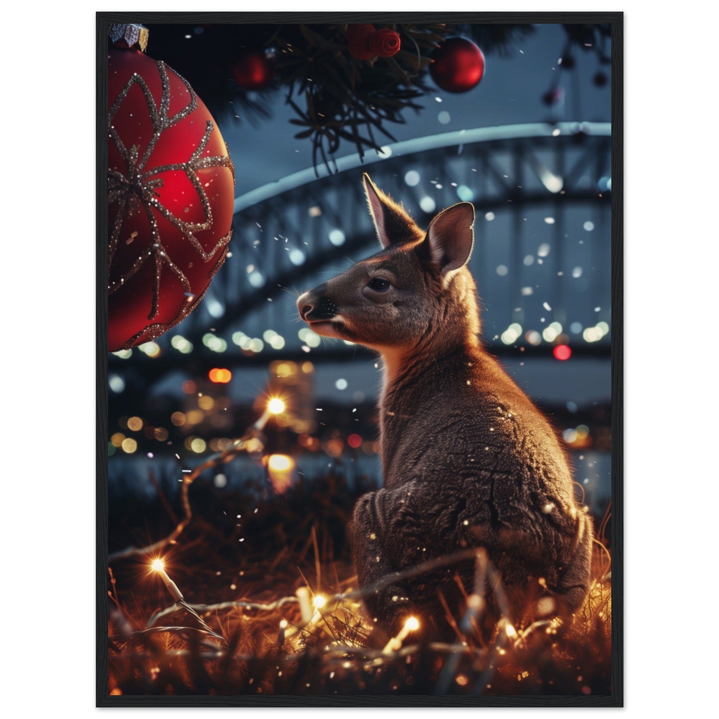 Poster Noël En Australie ( 60x80-cm-Bois-noir)