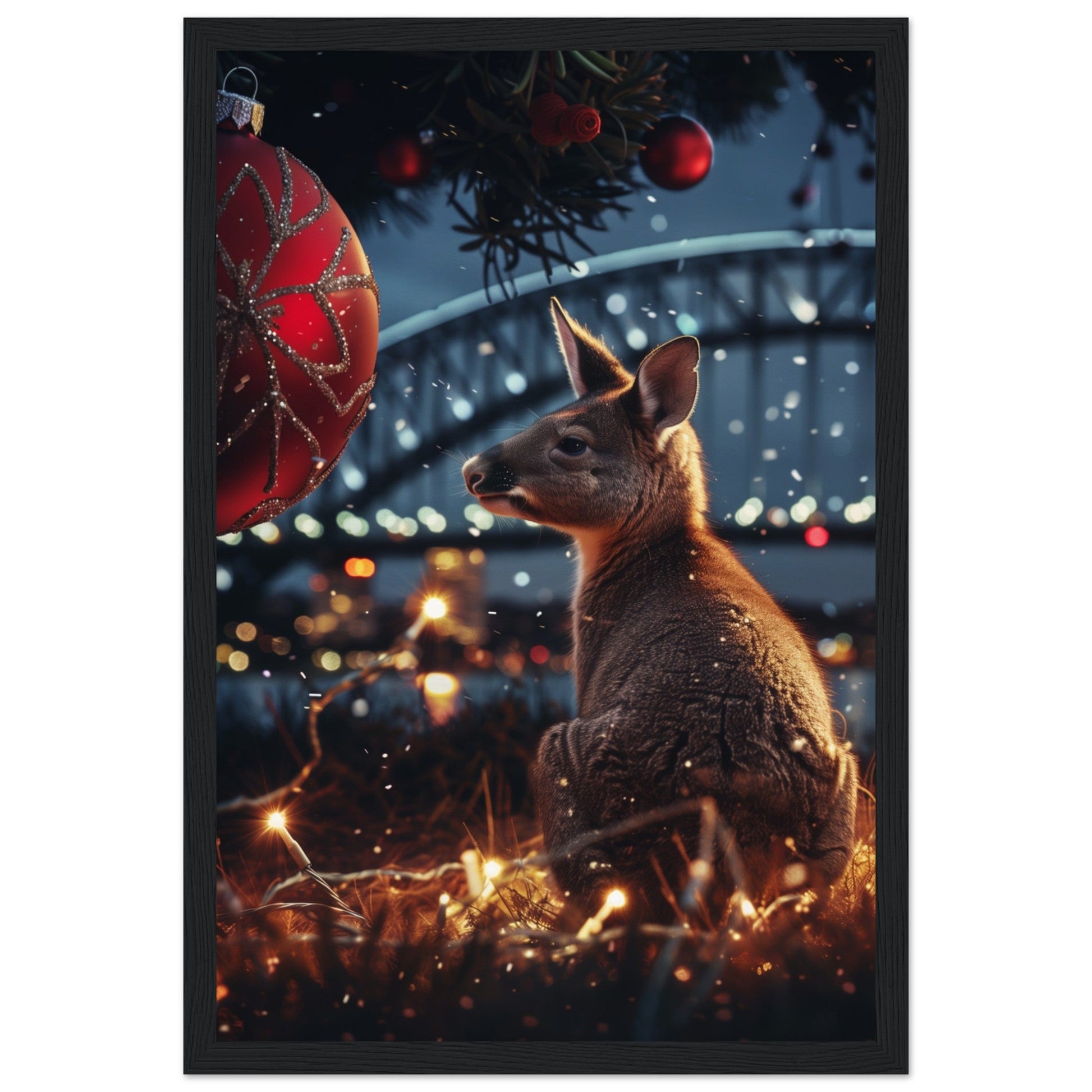 Poster Noël En Australie ( 30x45-cm-Bois-noir)