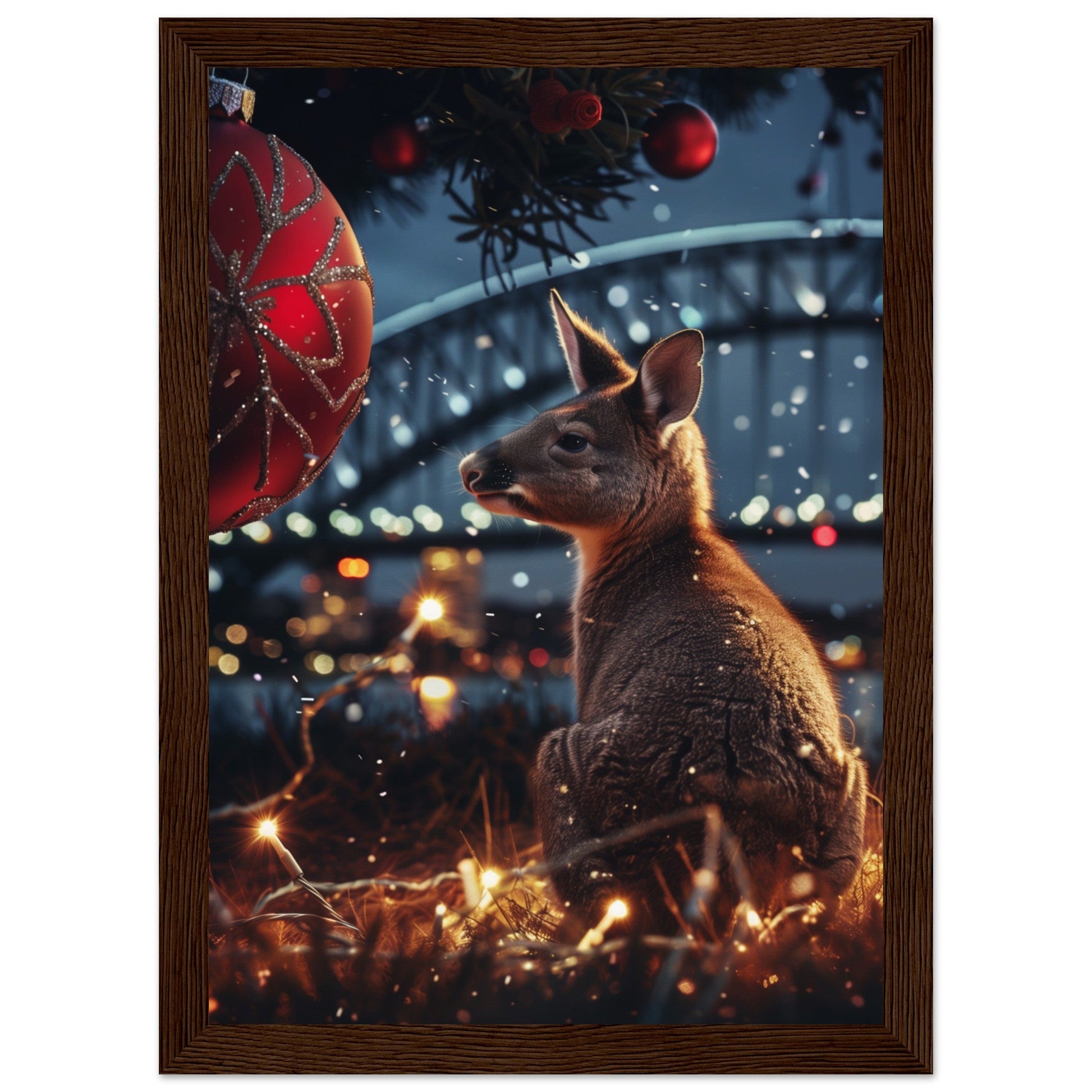 Poster Noël En Australie ( 21x29.7-cm-Bois-foncé)