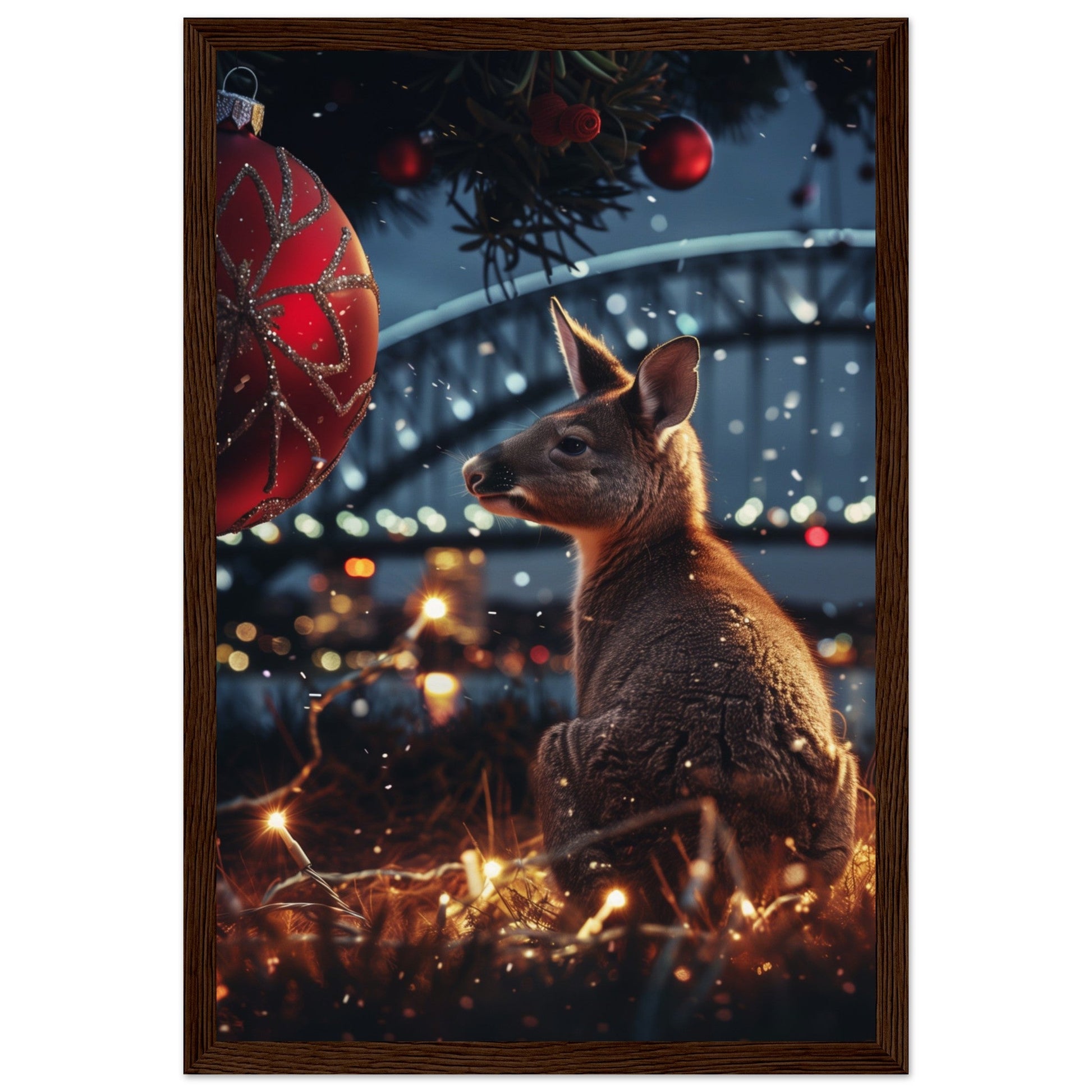 Poster Noël En Australie ( 30x45-cm-Bois-foncé)