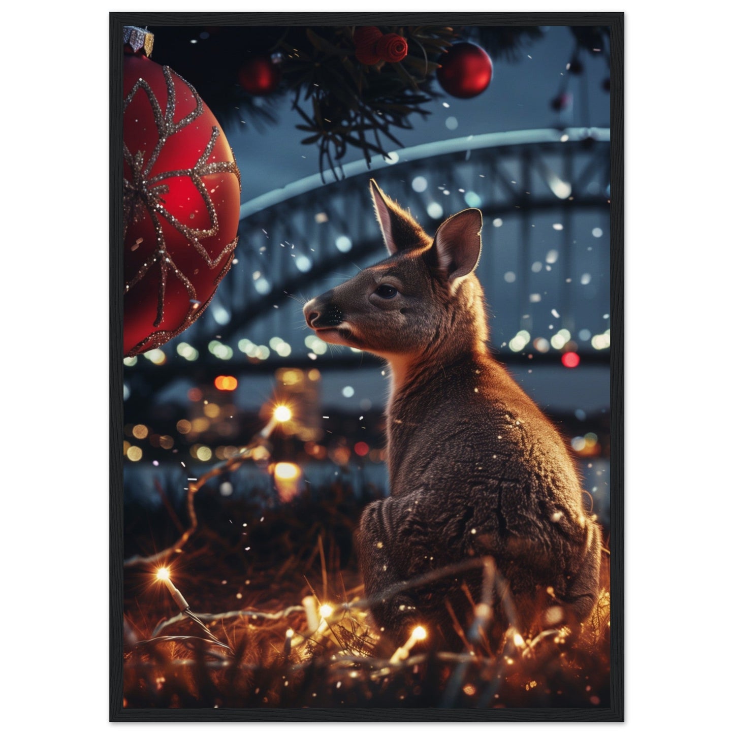 Poster Noël En Australie ( 50x70-cm-Bois-noir)