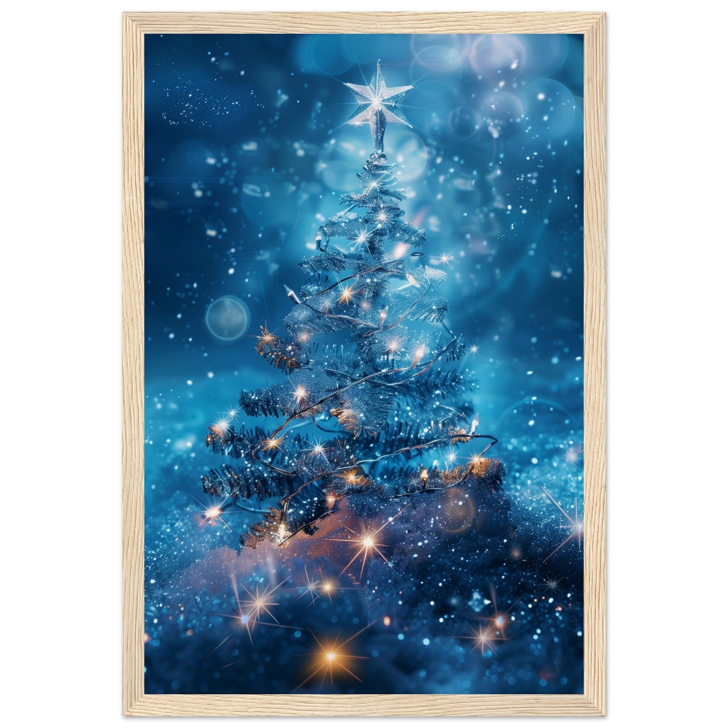 Poster Noël Étoile ( 30x45-cm-Bois-clair)