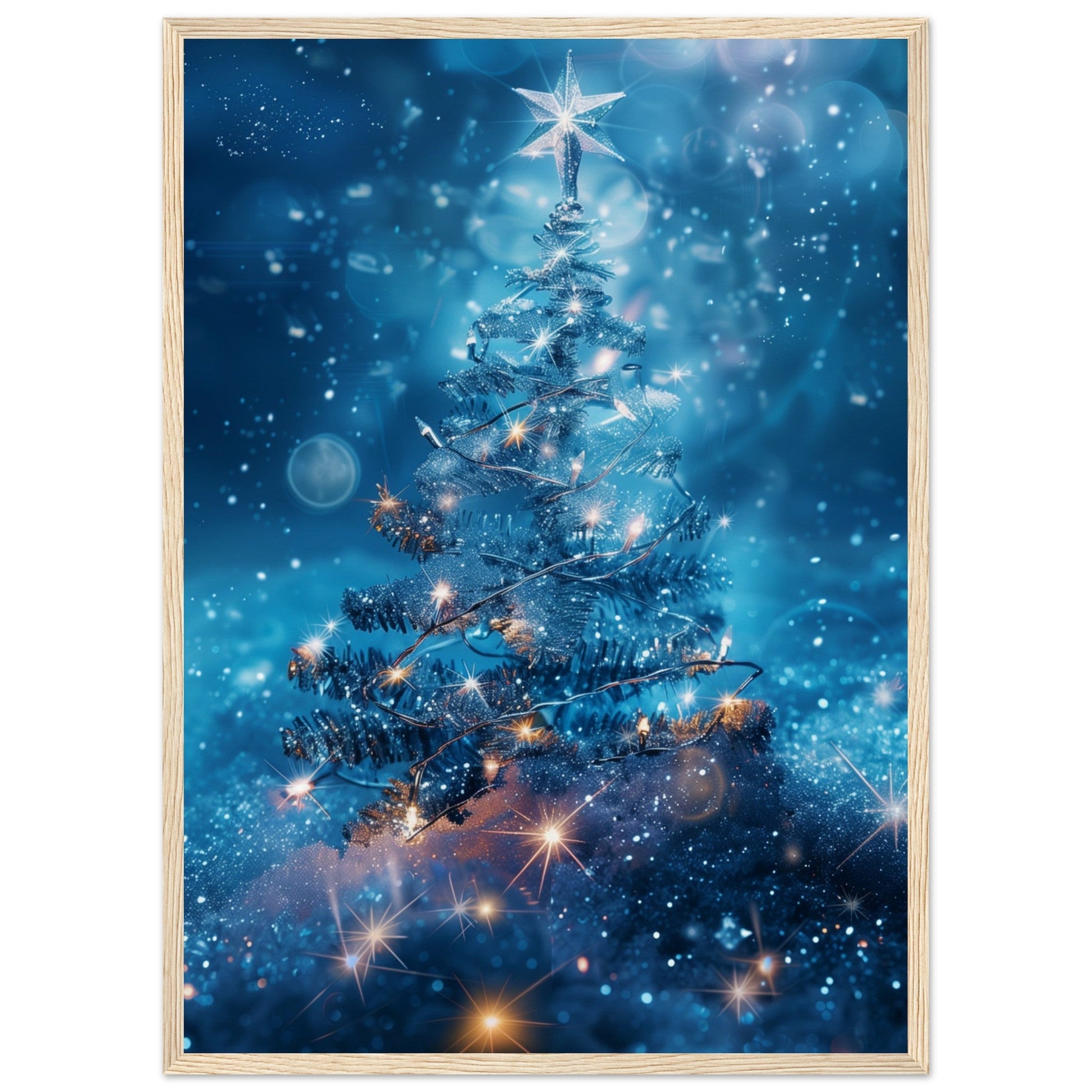 Poster Noël Étoile ( 50x70-cm-Bois-clair)