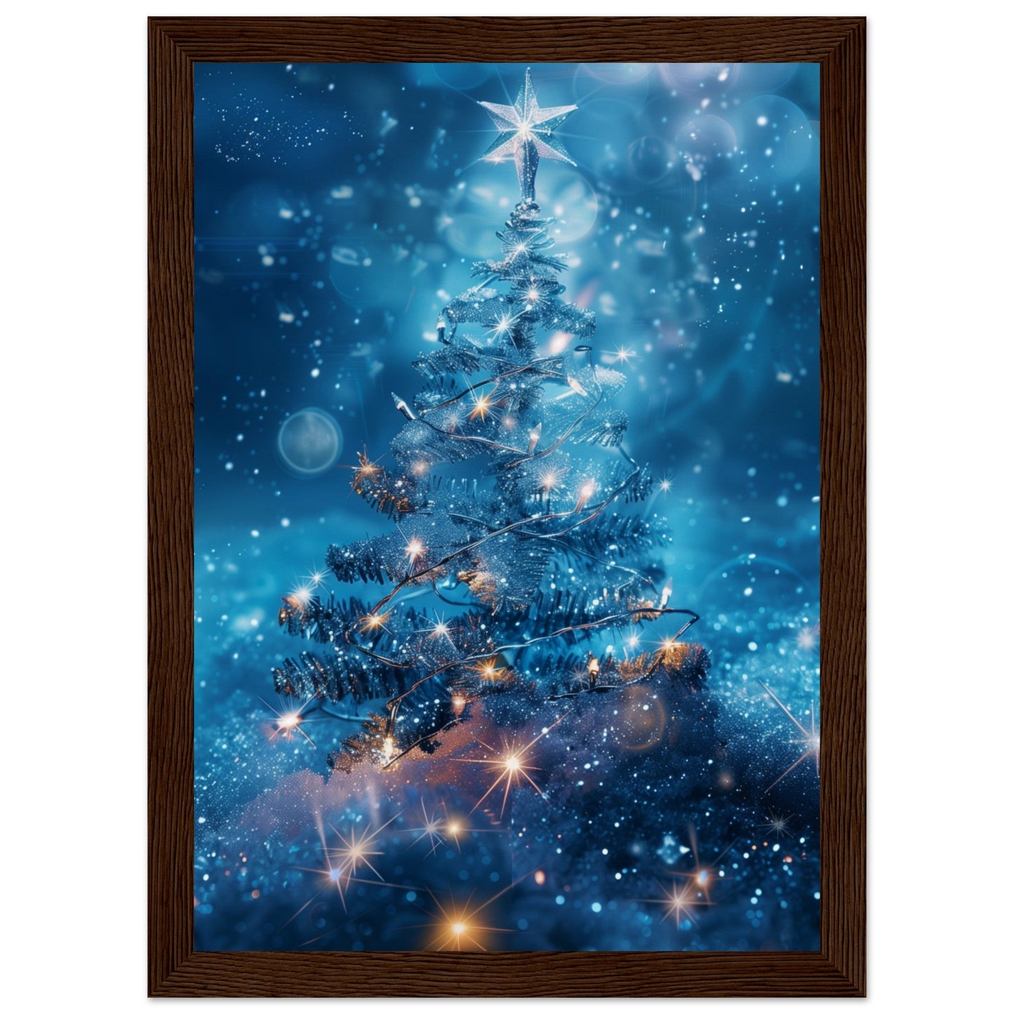 Poster Noël Étoile ( 21x29.7-cm-Bois-foncé)