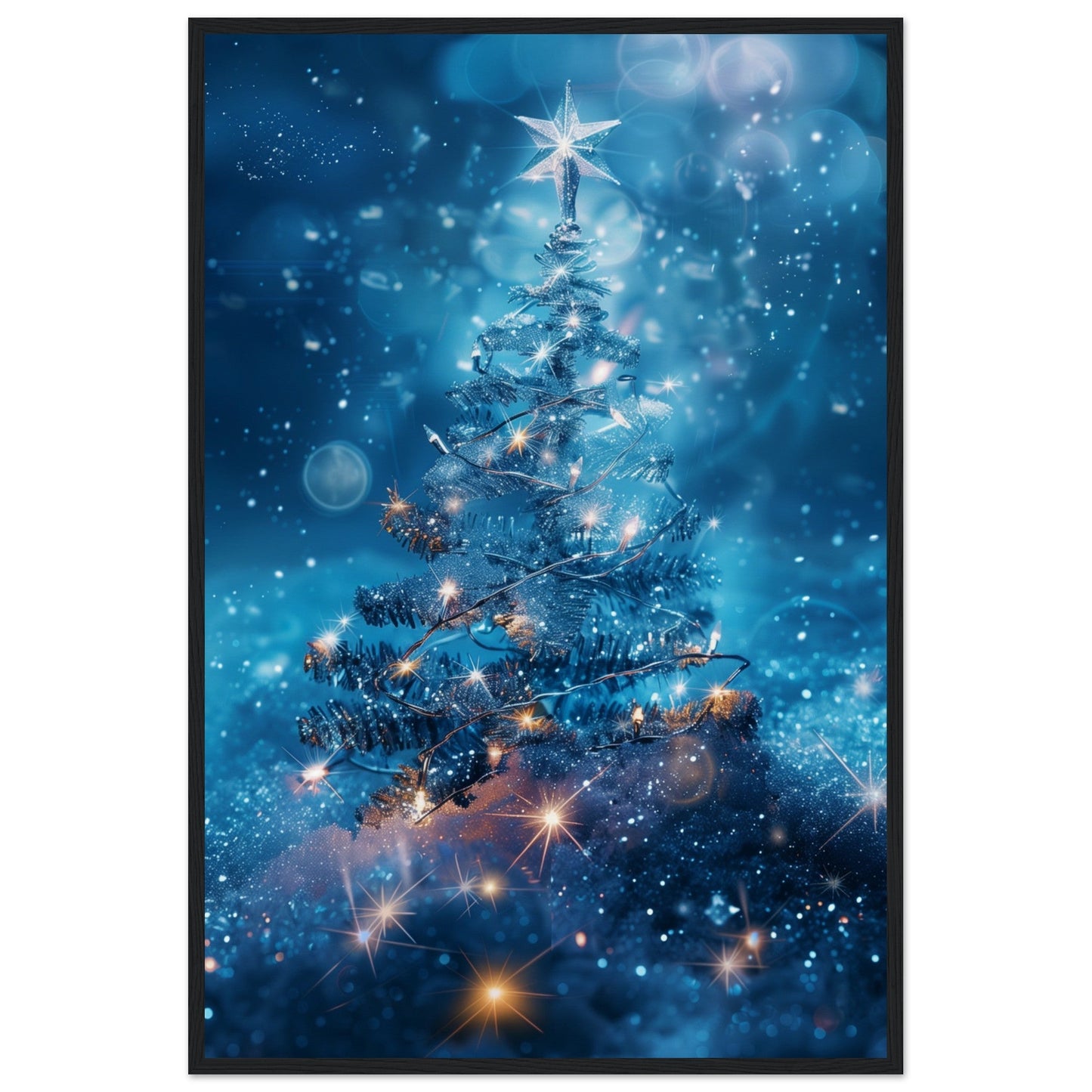 Poster Noël Étoile ( 60x90-cm-Bois-noir)