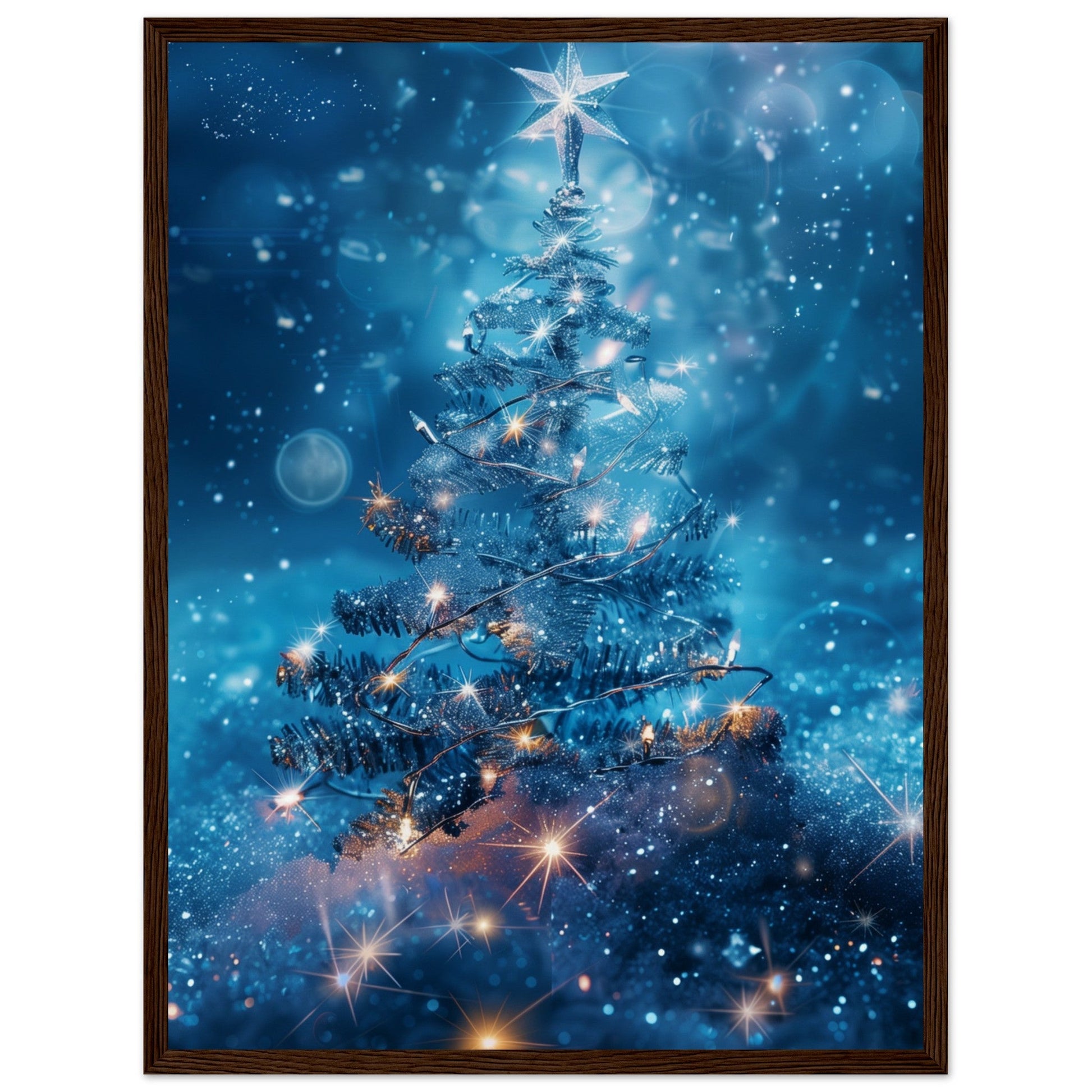 Poster Noël Étoile ( 45x60-cm-Bois-foncé)