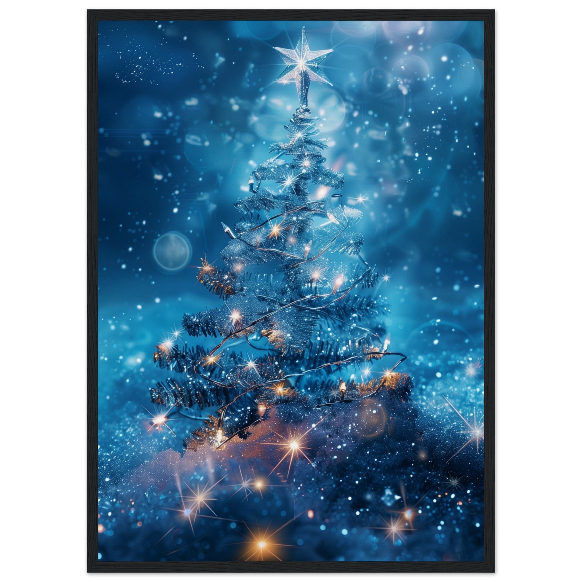 Poster Noël Étoile ( 50x70-cm-Bois-noir)