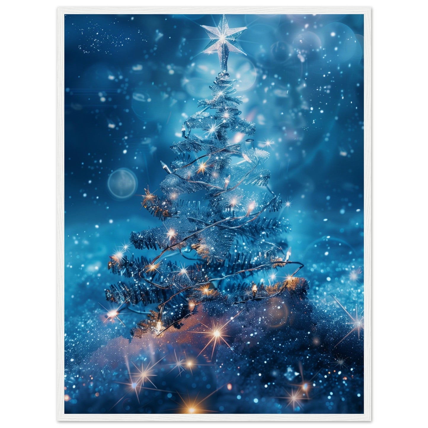 Poster Noël Étoile ( 60x80-cm-Bois-blanc)