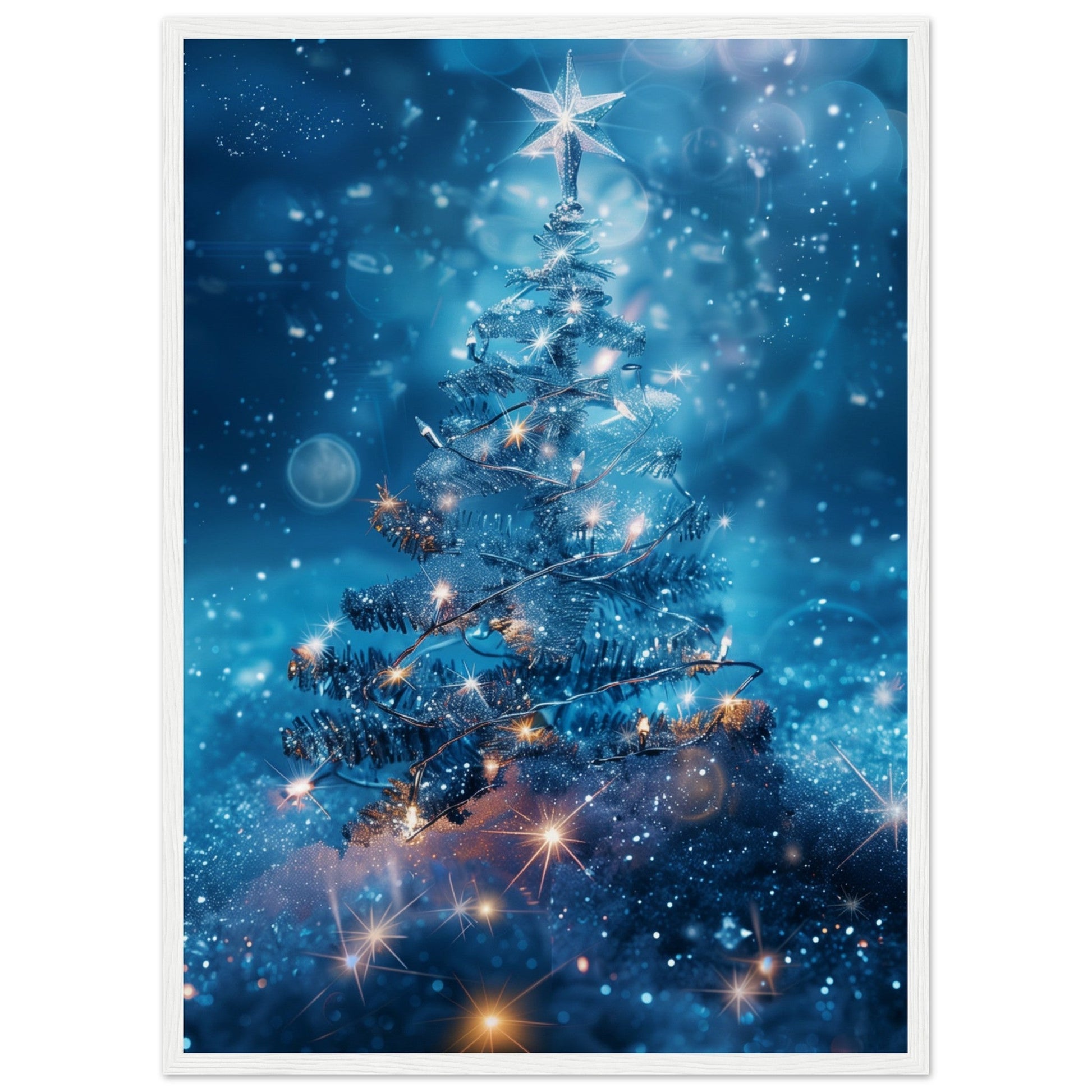 Poster Noël Étoile ( 50x70-cm-Bois-blanc)