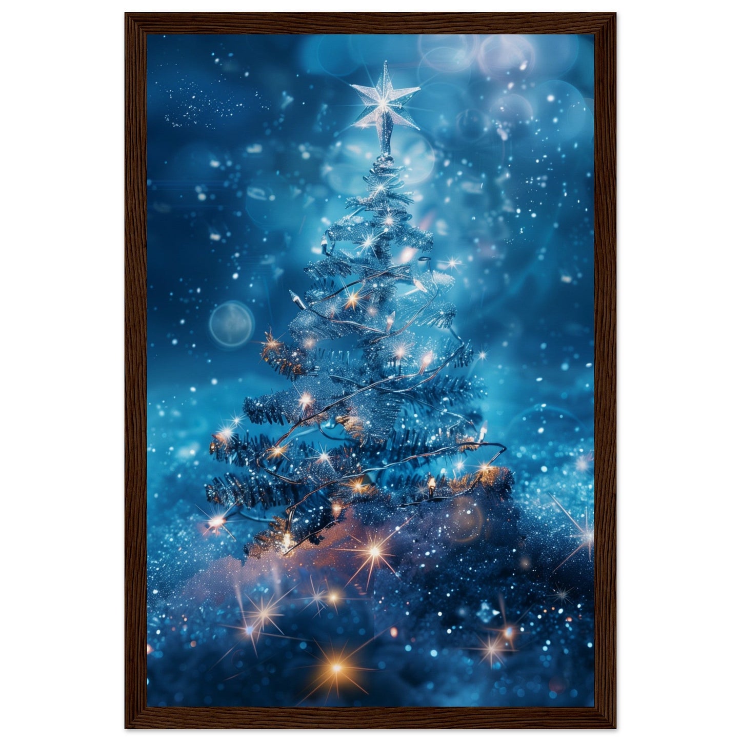 Poster Noël Étoile ( 30x45-cm-Bois-foncé)