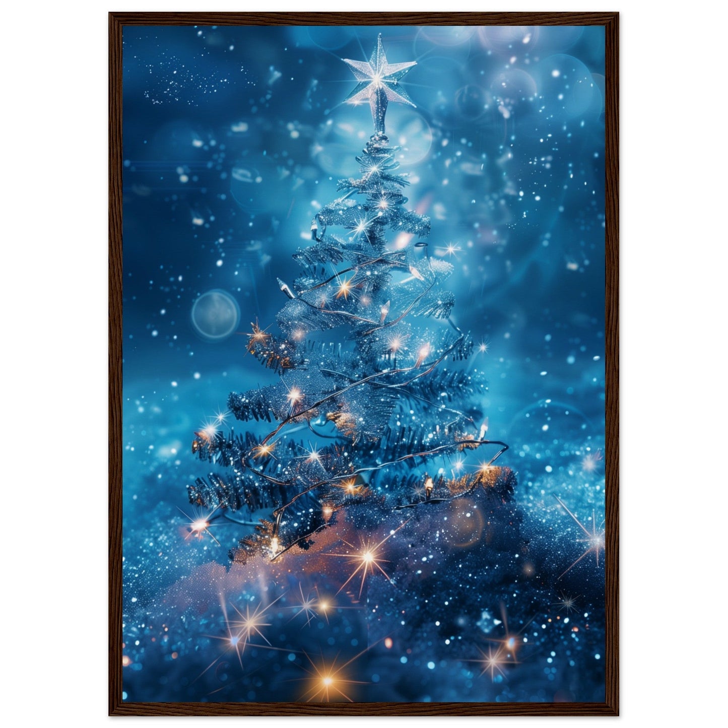 Poster Noël Étoile ( 50x70-cm-Bois-foncé)