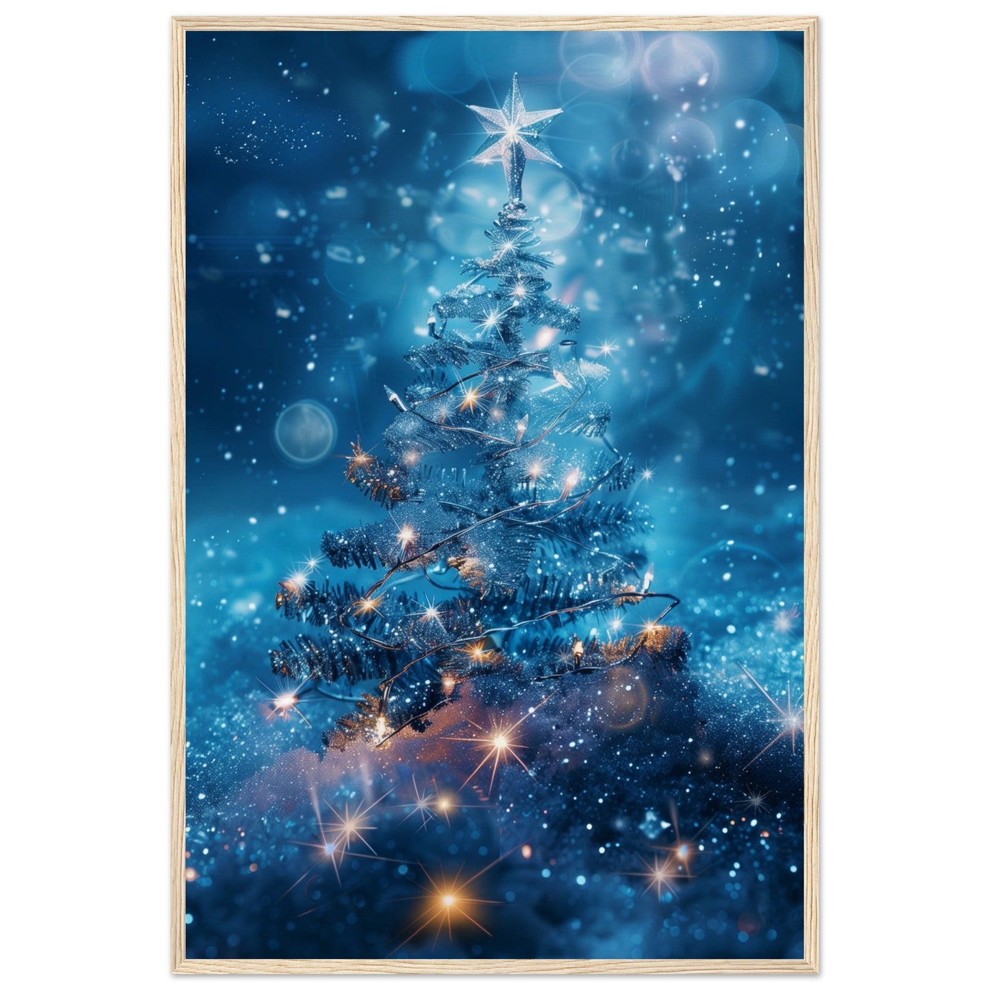 Poster Noël Étoile ( 60x90-cm-Bois-clair)