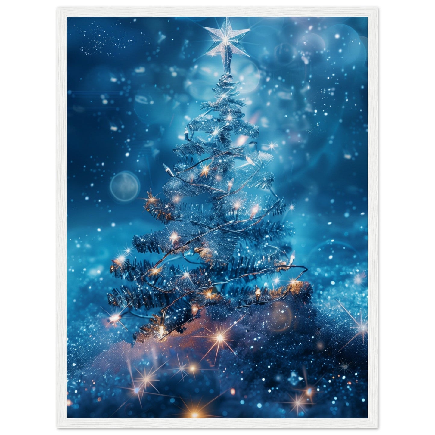 Poster Noël Étoile ( 45x60-cm-Bois-blanc)