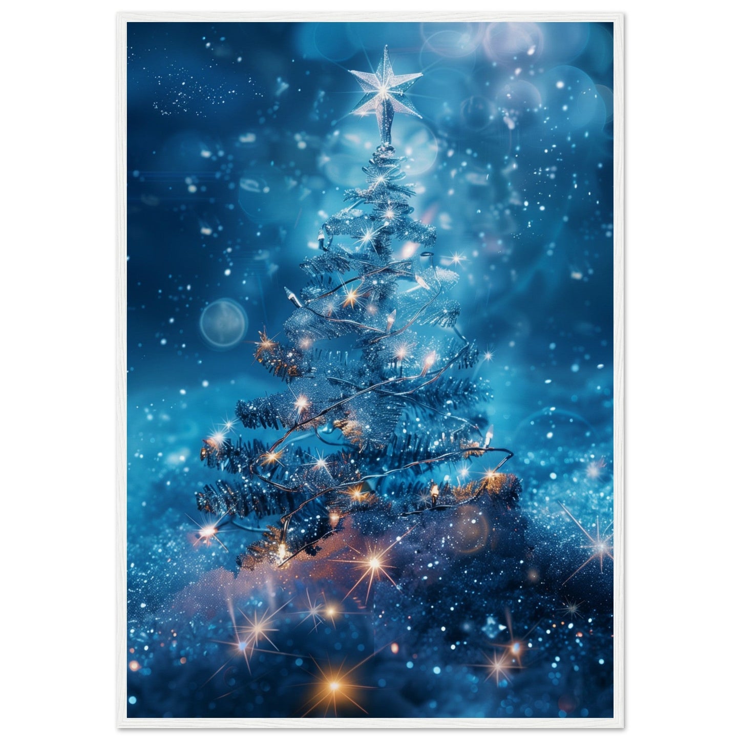 Poster Noël Étoile ( 70x100-cm-Bois-blanc)