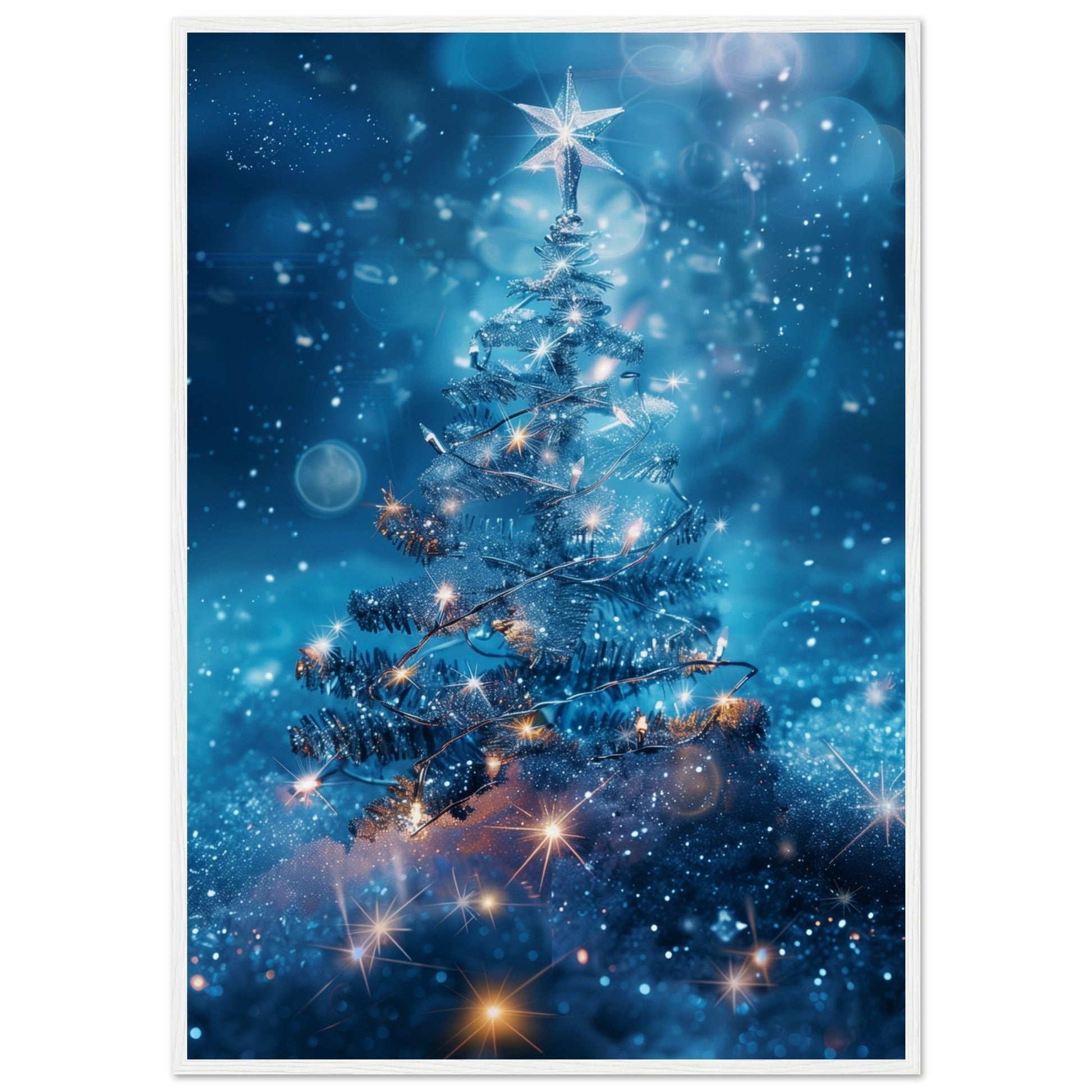 Poster Noël Étoile ( 70x100-cm-Bois-blanc)