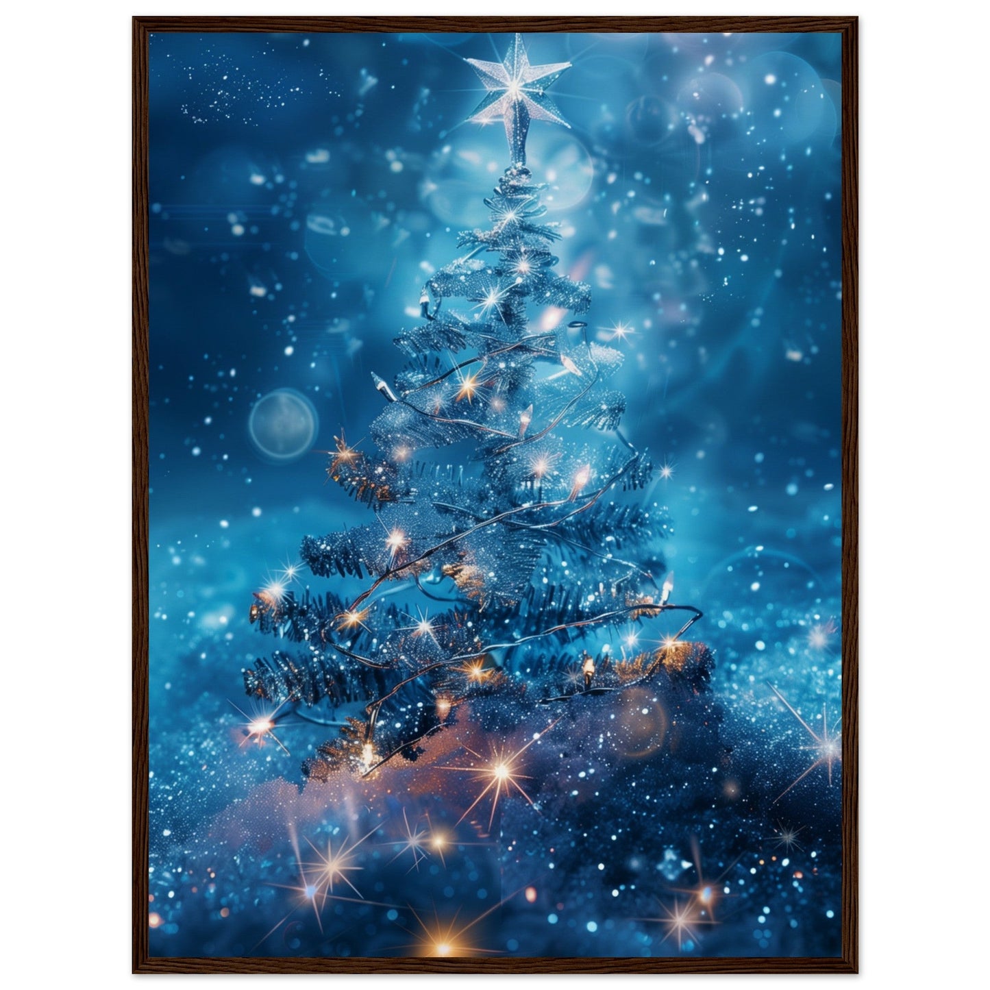 Poster Noël Étoile ( 60x80-cm-Bois-foncé)