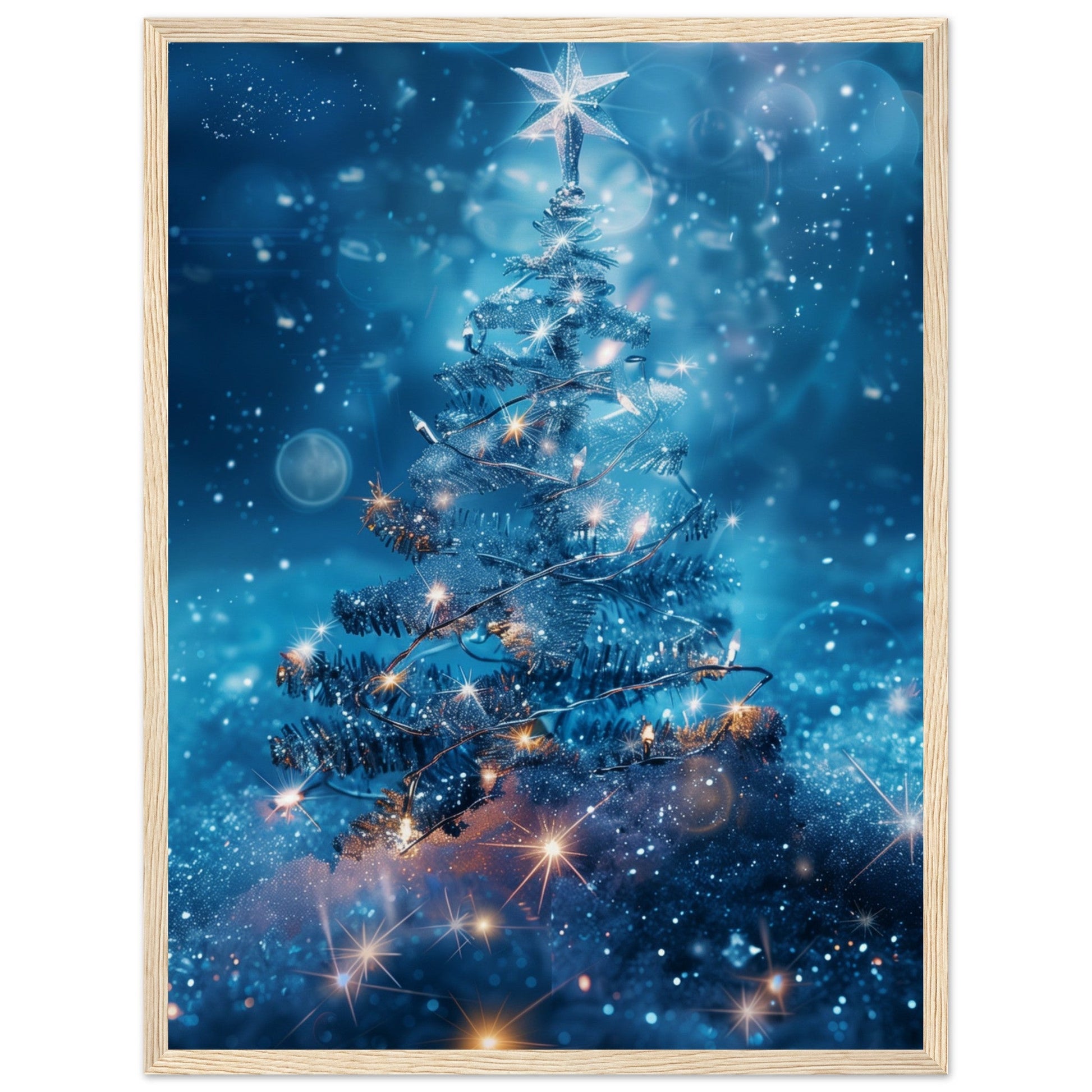 Poster Noël Étoile ( 45x60-cm-Bois-clair)