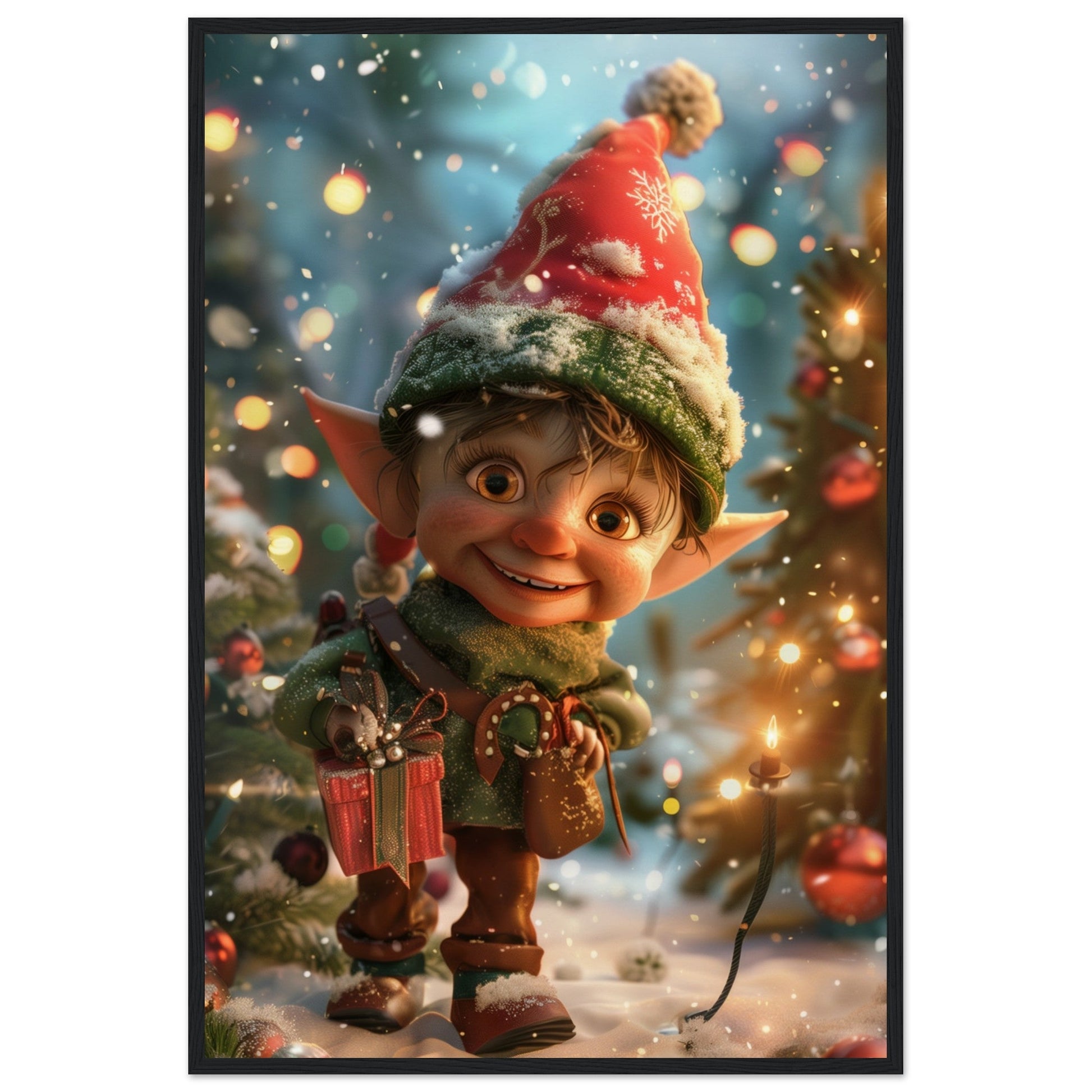 Poster Noël Lutins ( 60x90-cm-Bois-noir)