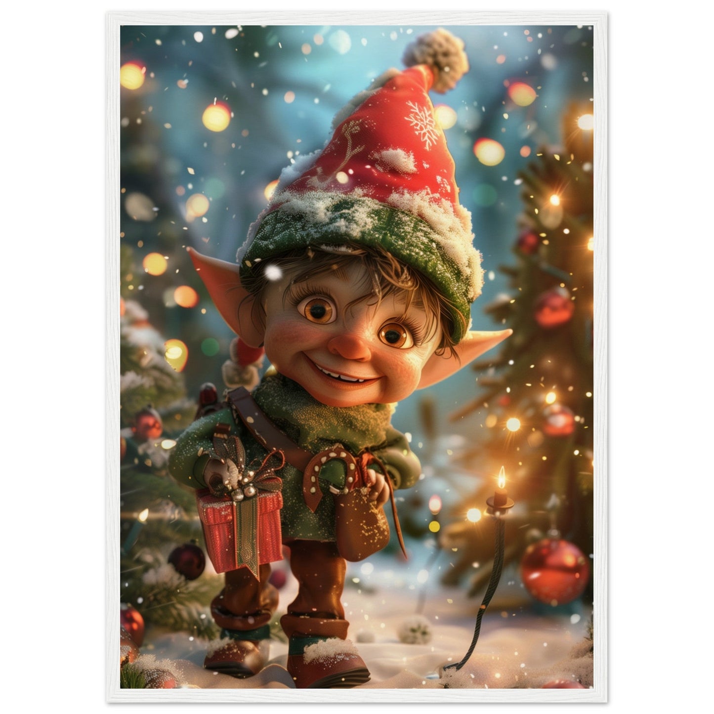 Poster Noël Lutins ( 50x70-cm-Bois-blanc)