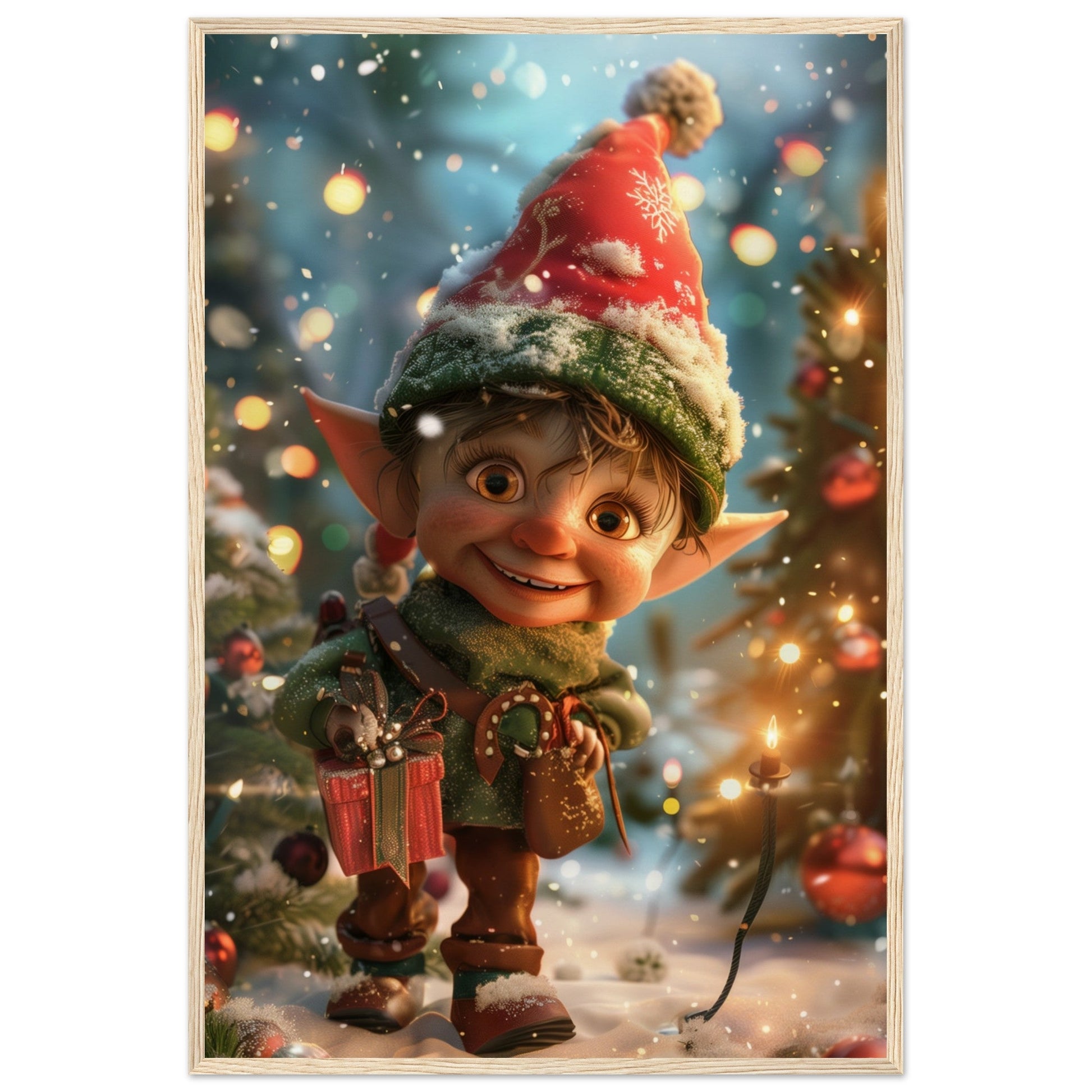 Poster Noël Lutins ( 60x90-cm-Bois-clair)