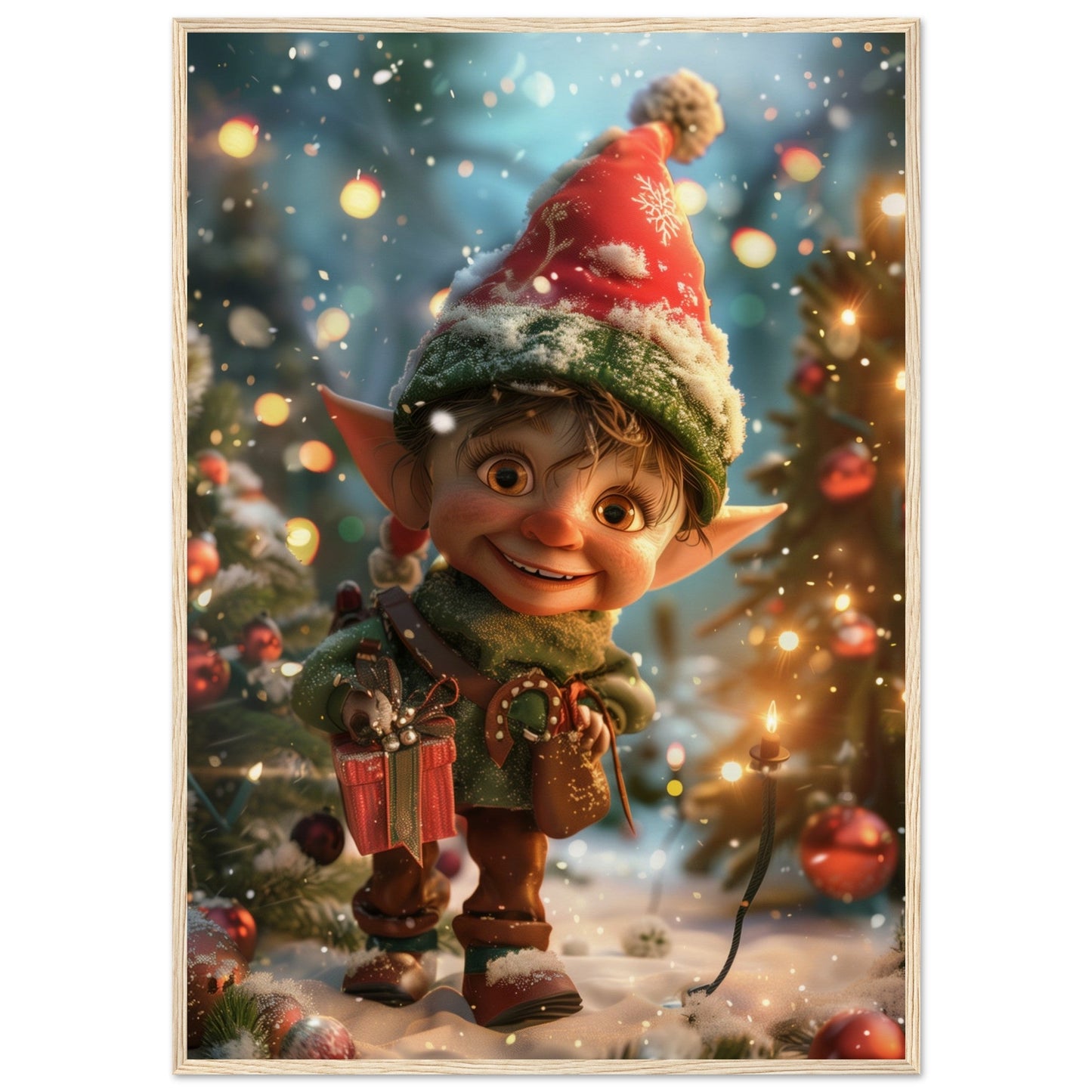 Poster Noël Lutins ( 70x100-cm-Bois-clair)