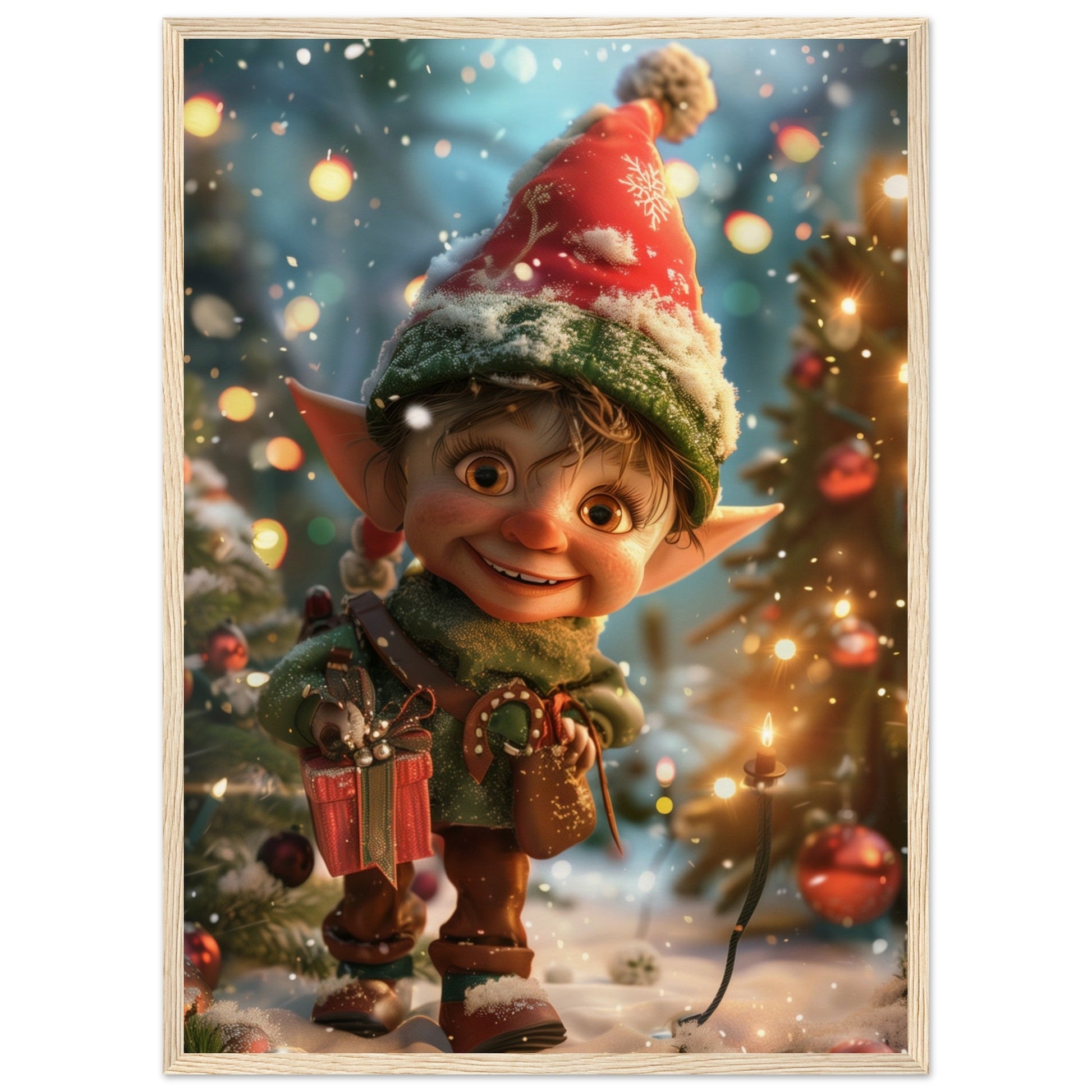 Poster Noël Lutins ( 50x70-cm-Bois-clair)