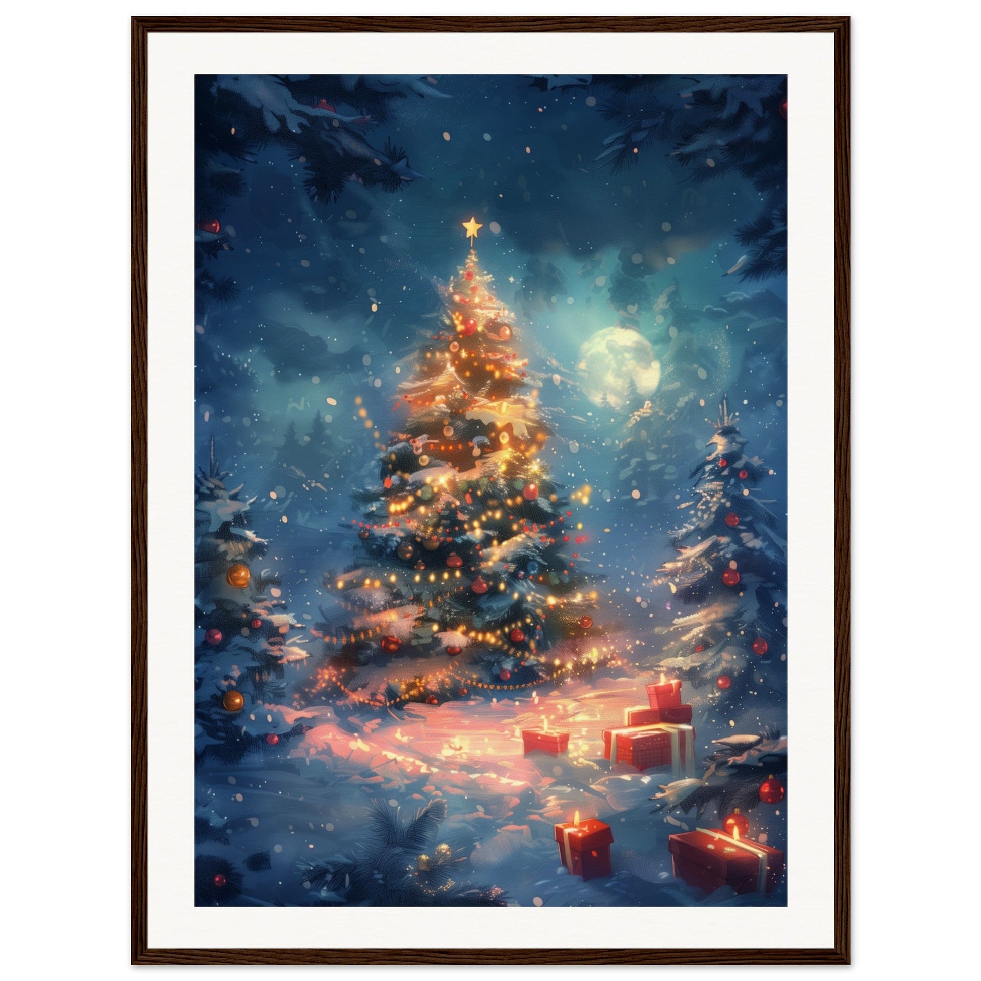 Poster Noël Maternelle ( 60x80-cm-Bois-foncé)