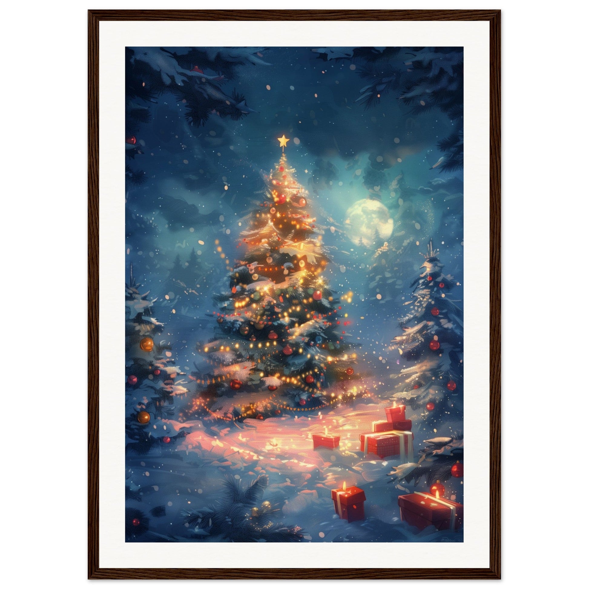 Poster Noël Maternelle ( 50x70-cm-Bois-foncé)