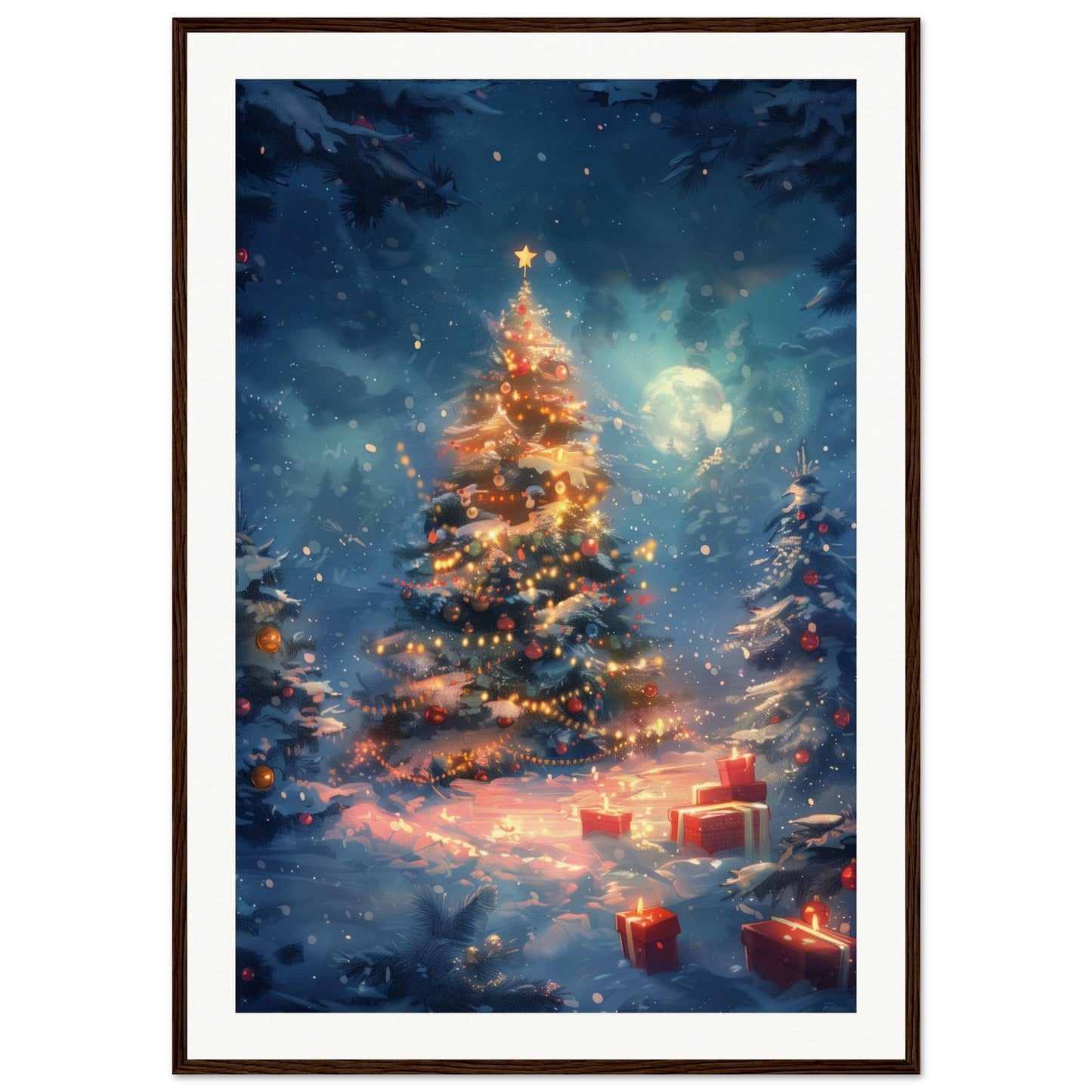 Poster Noël Maternelle ( 70x100-cm-Bois-foncé)