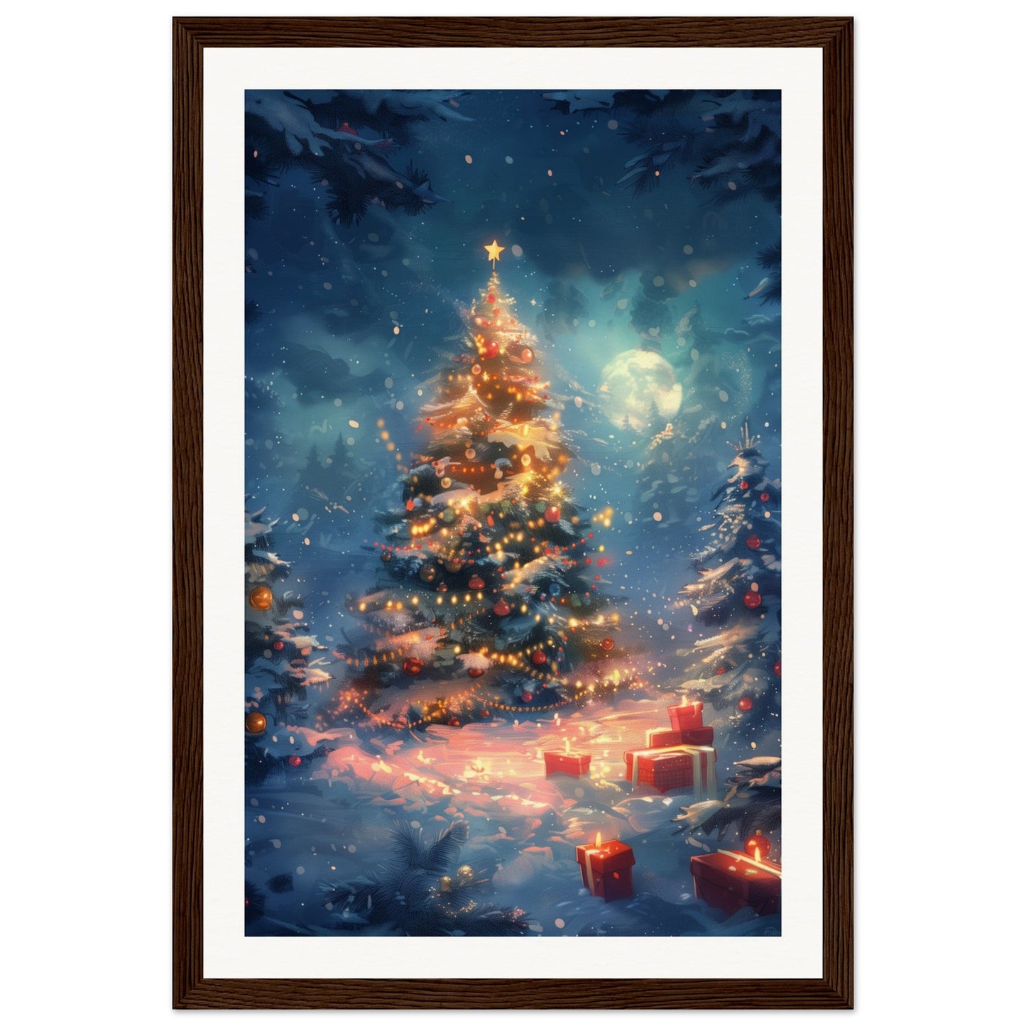 Poster Noël Maternelle ( 30x45-cm-Bois-foncé)