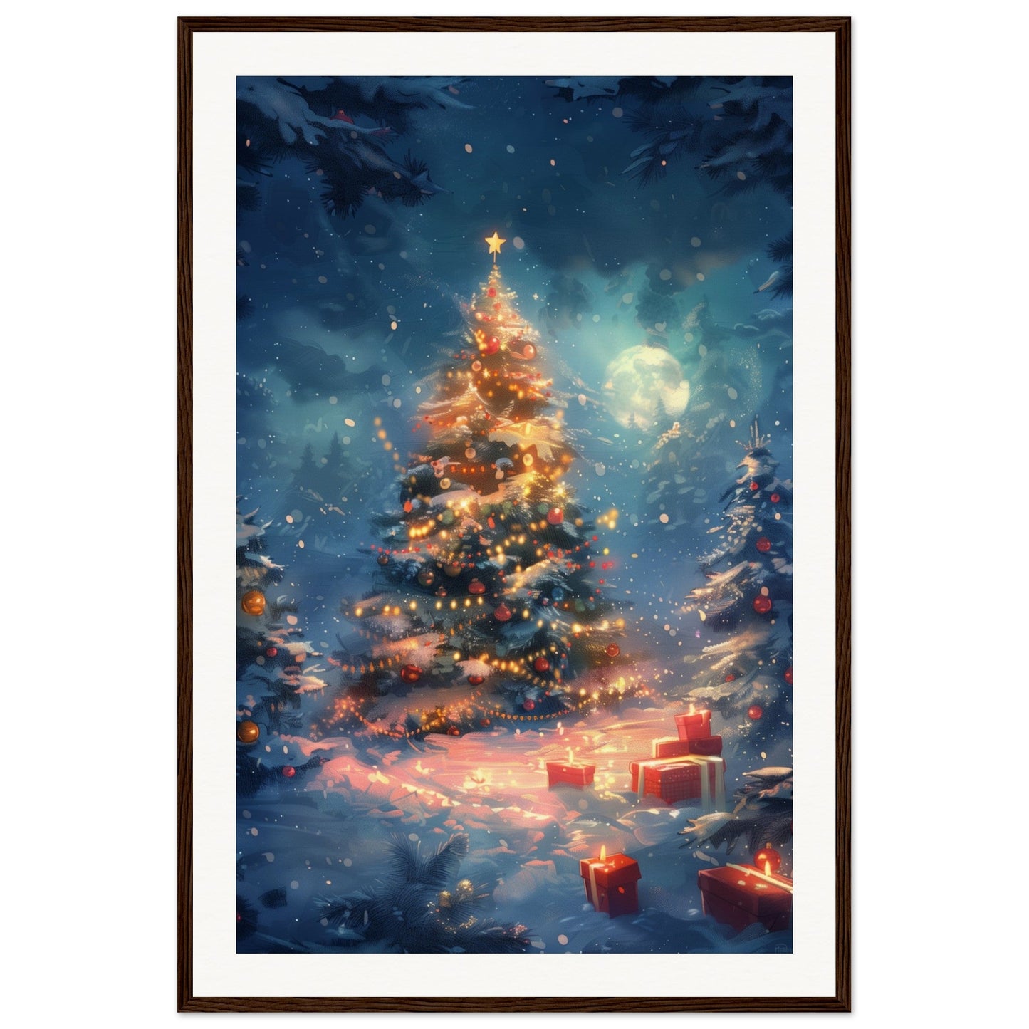 Poster Noël Maternelle ( 60x90-cm-Bois-foncé)