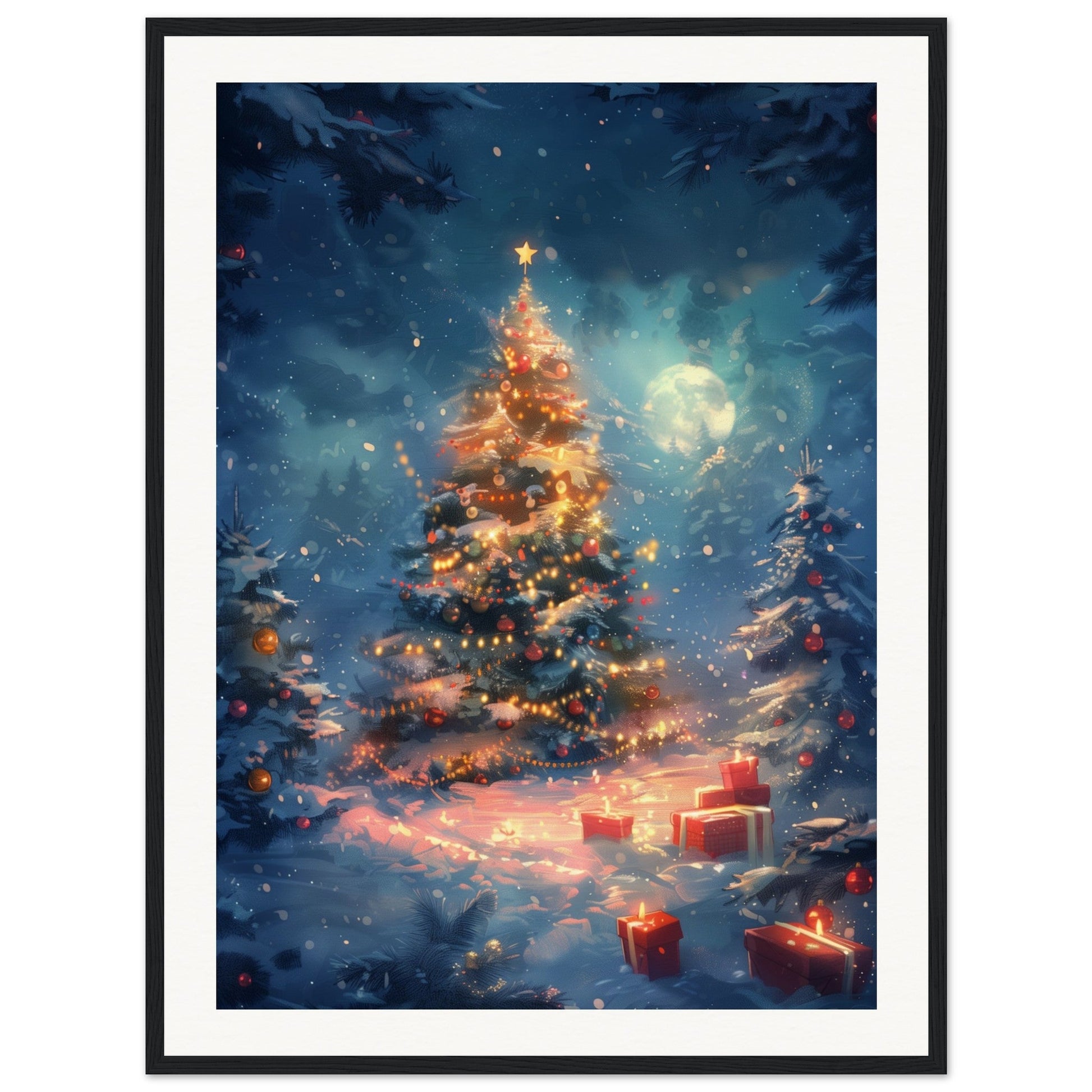 Poster Noël Maternelle ( 60x80-cm-Bois-noir)