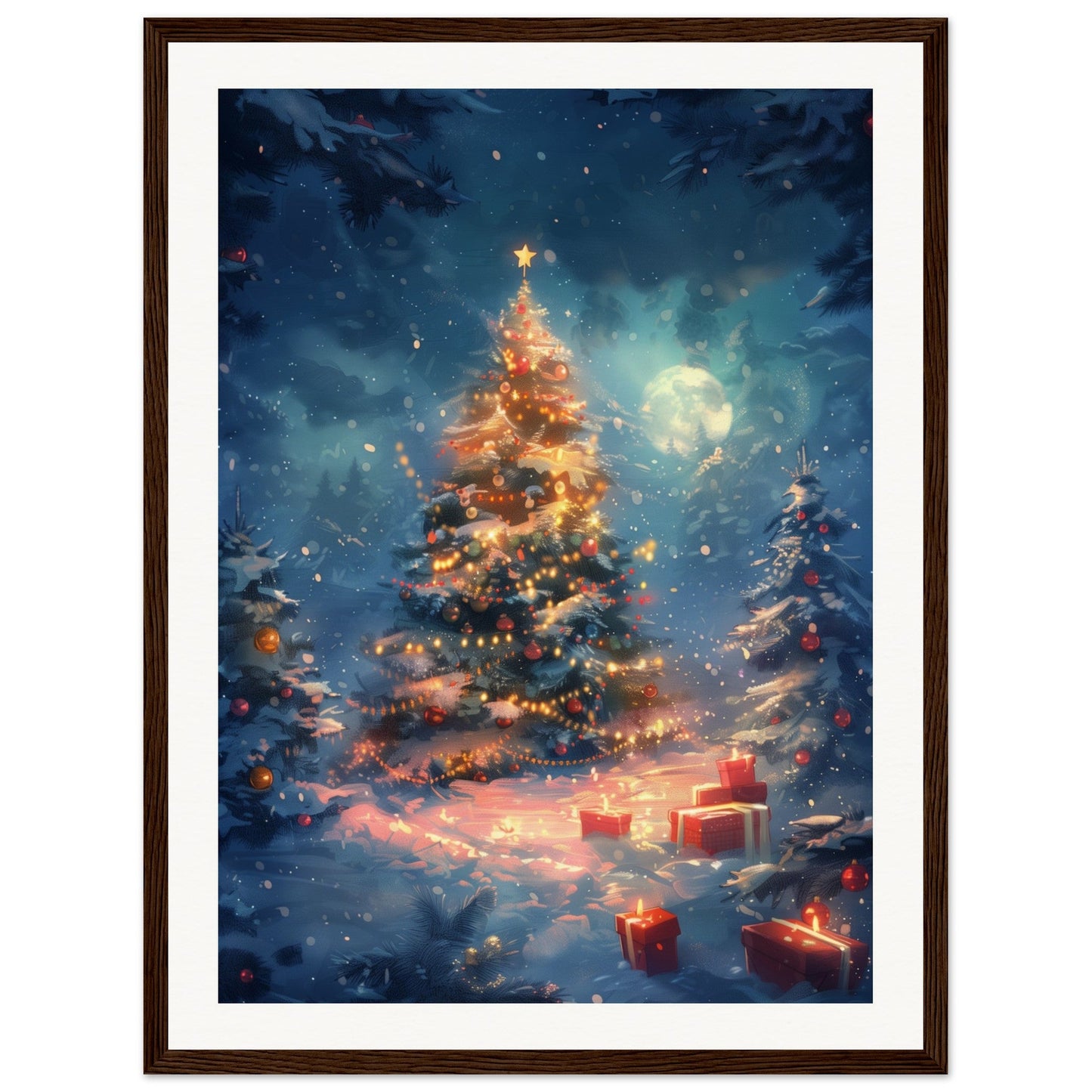 Poster Noël Maternelle ( 45x60-cm-Bois-foncé)