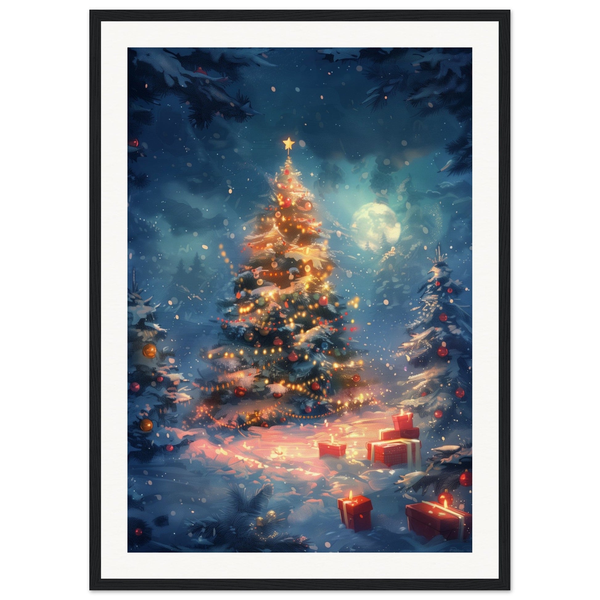 Poster Noël Maternelle ( 50x70-cm-Bois-noir)