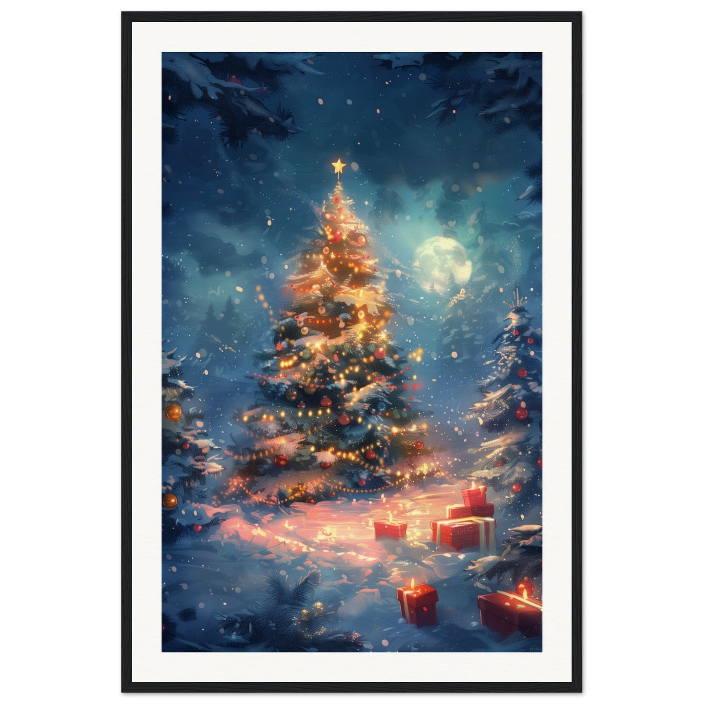 Poster Noël Maternelle ( 60x90-cm-Bois-noir)