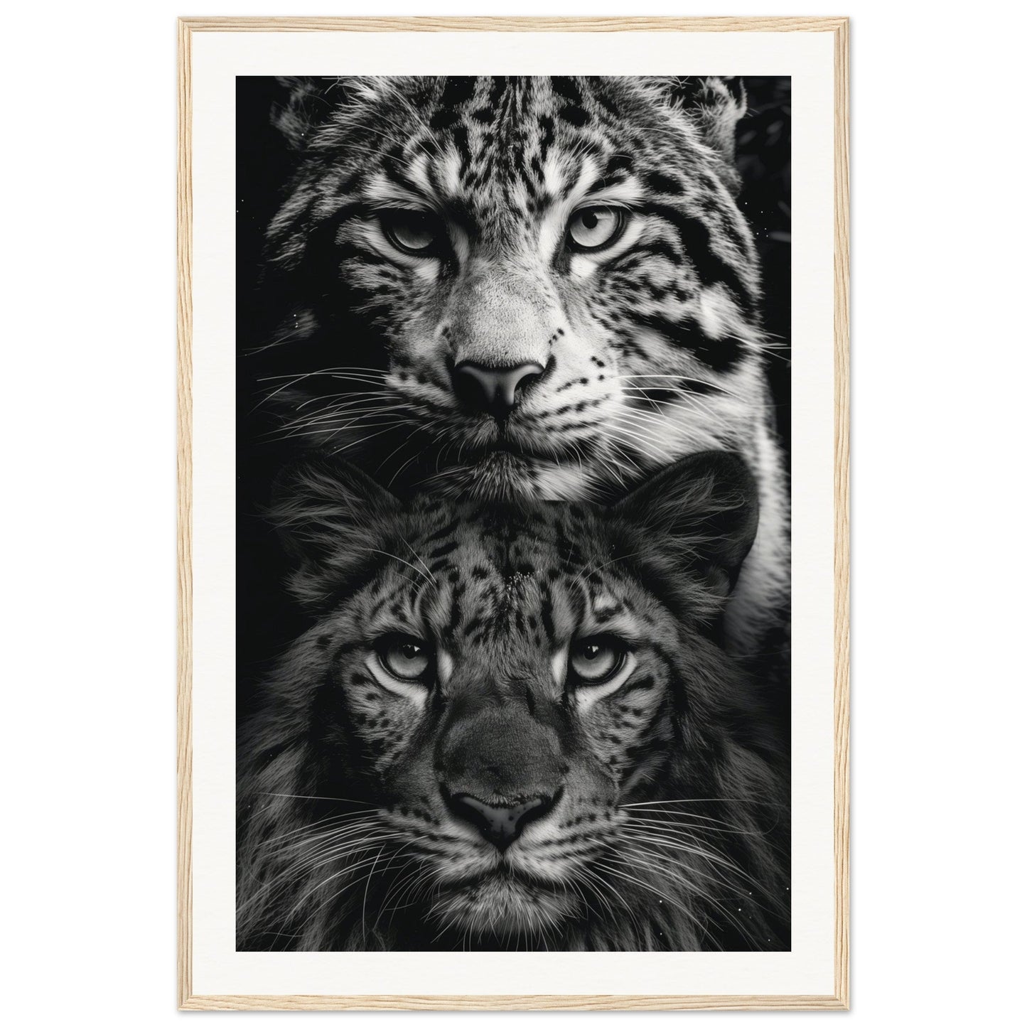 Poster Noir et Blanc Animaux ( 60x90-cm-Bois-clair)