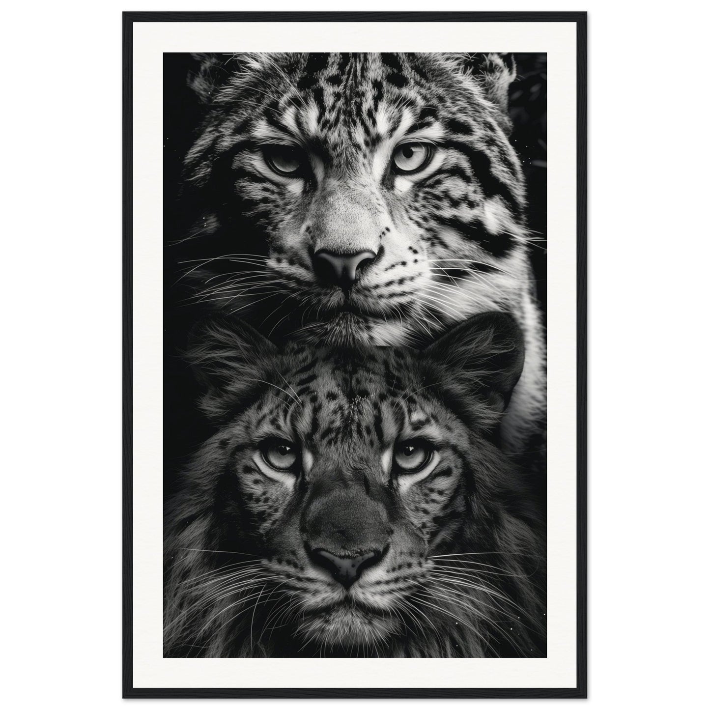 Poster Noir et Blanc Animaux ( 60x90-cm-Bois-noir)