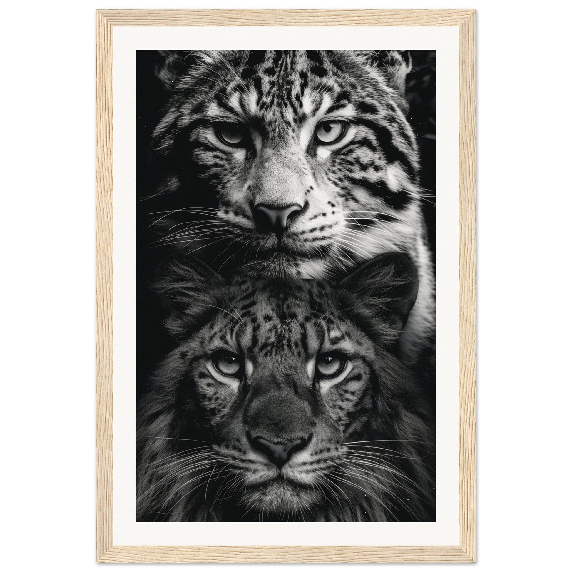 Poster Noir et Blanc Animaux ( 30x45-cm-Bois-clair)