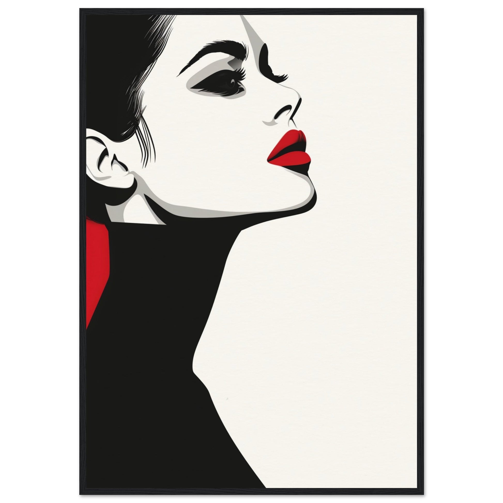 Poster Noir et Blanc et Rouge ( 70x100-cm-Bois-noir)