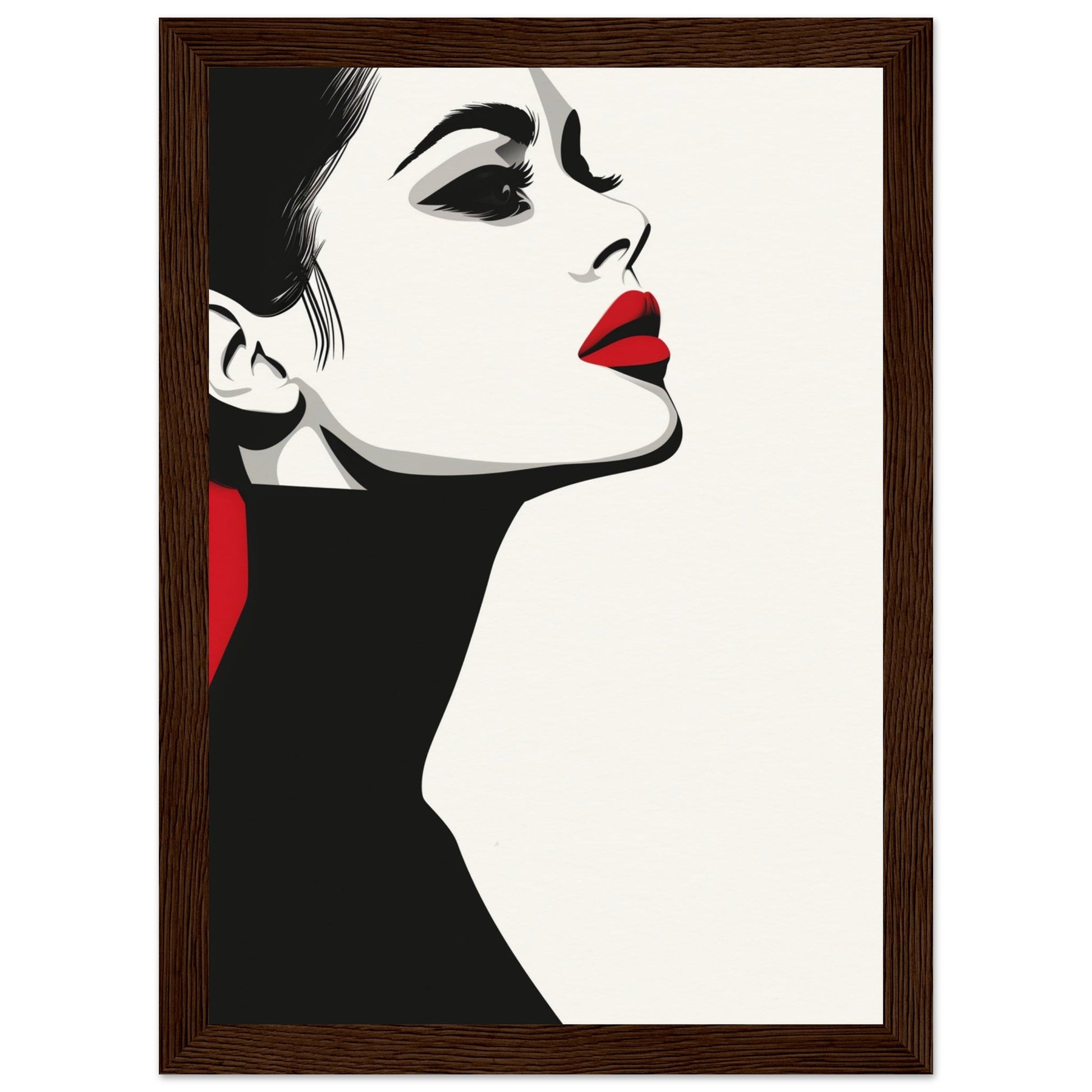 Poster Noir et Blanc et Rouge ( 21x29.7-cm-Bois-foncé)