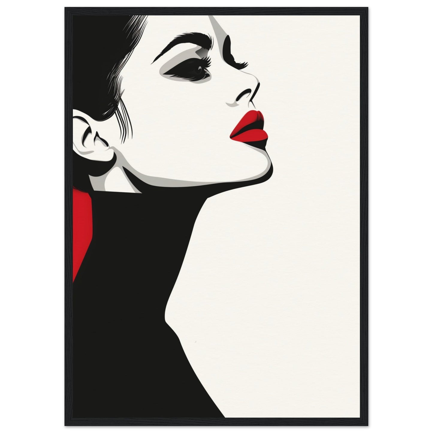 Poster Noir et Blanc et Rouge ( 50x70-cm-Bois-noir)