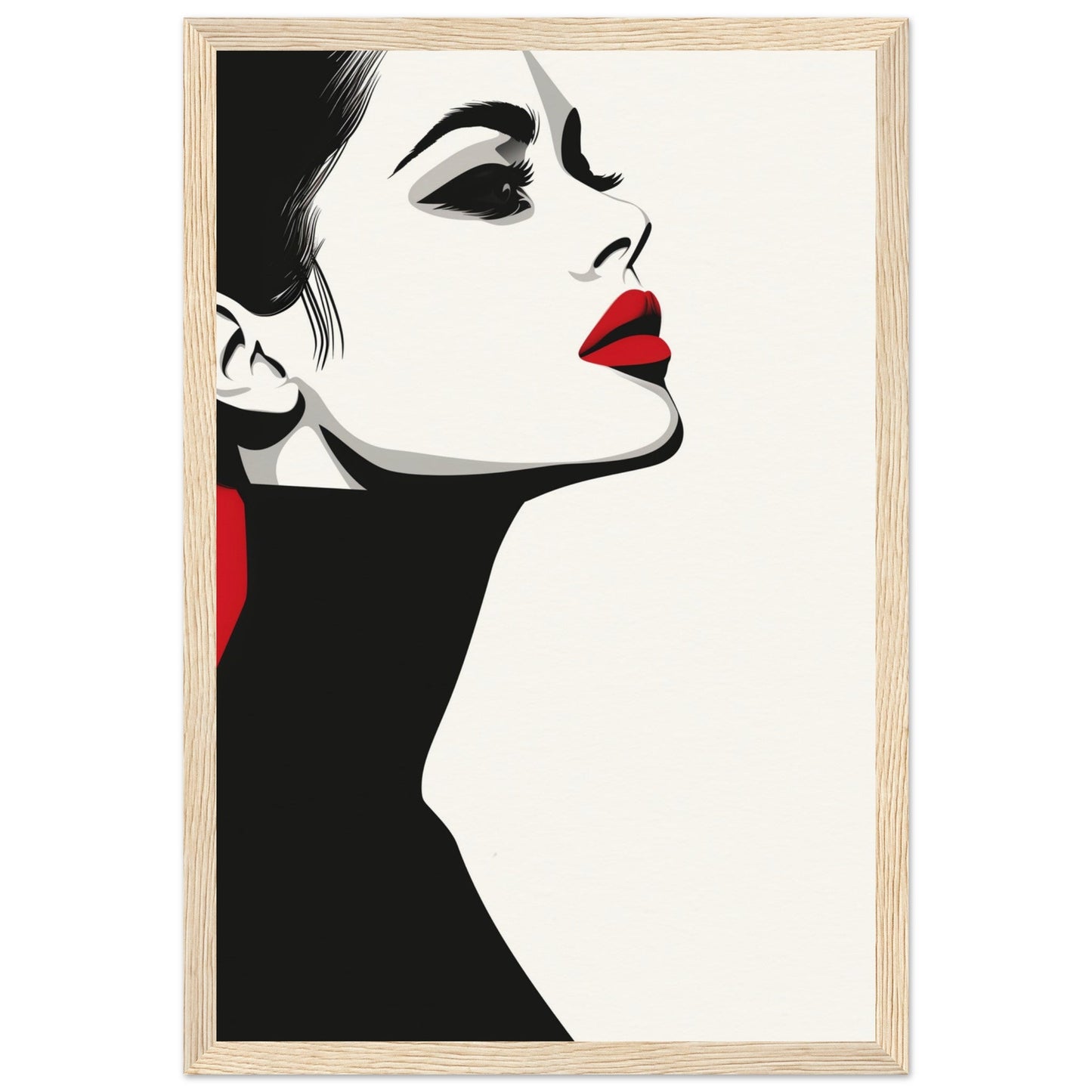 Poster Noir et Blanc et Rouge ( 30x45-cm-Bois-clair)