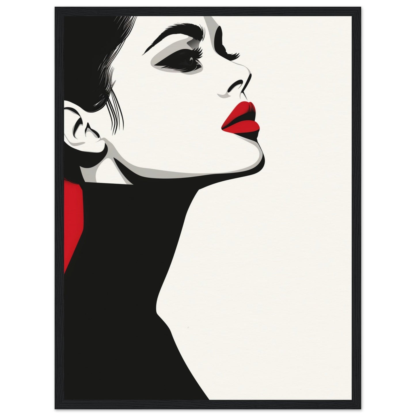 Poster Noir et Blanc et Rouge ( 45x60-cm-Bois-noir)