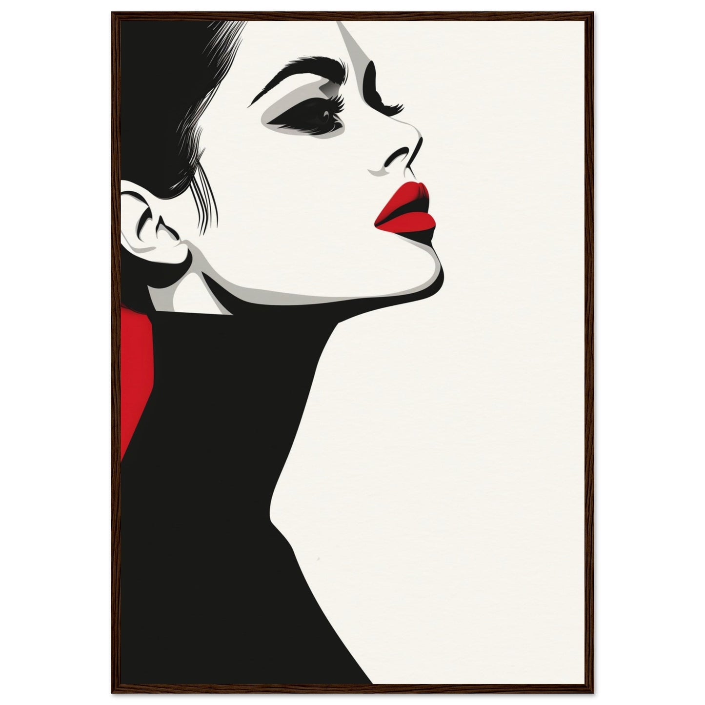 Poster Noir et Blanc et Rouge ( 70x100-cm-Bois-foncé)