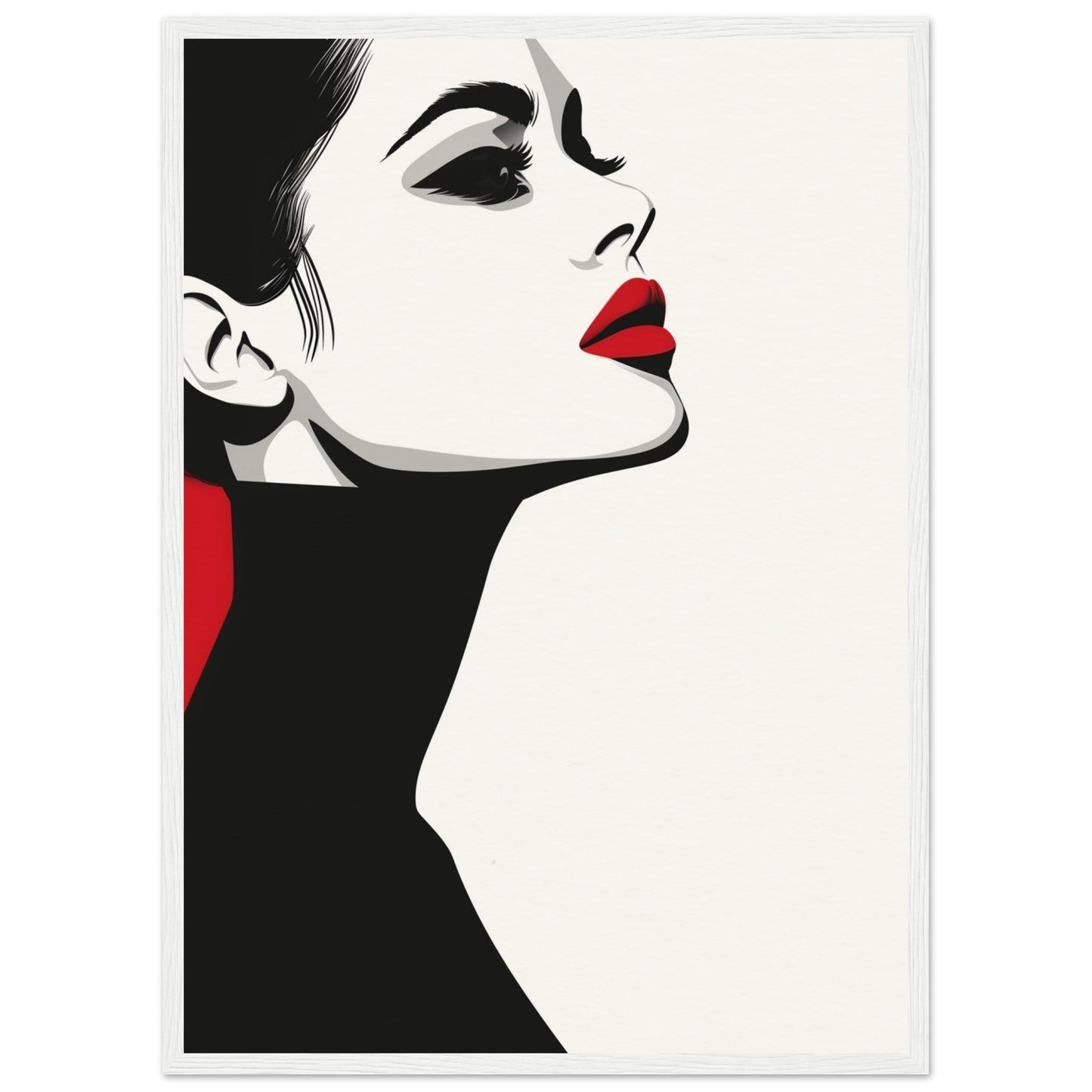 Poster Noir et Blanc et Rouge ( 50x70-cm-Bois-blanc)