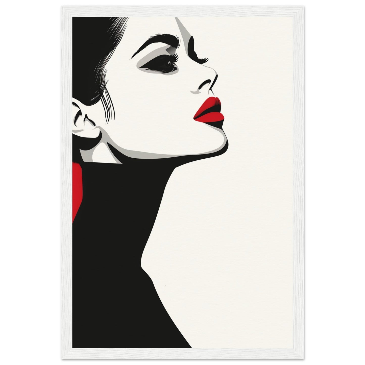 Poster Noir et Blanc et Rouge ( 30x45-cm-Bois-blanc)