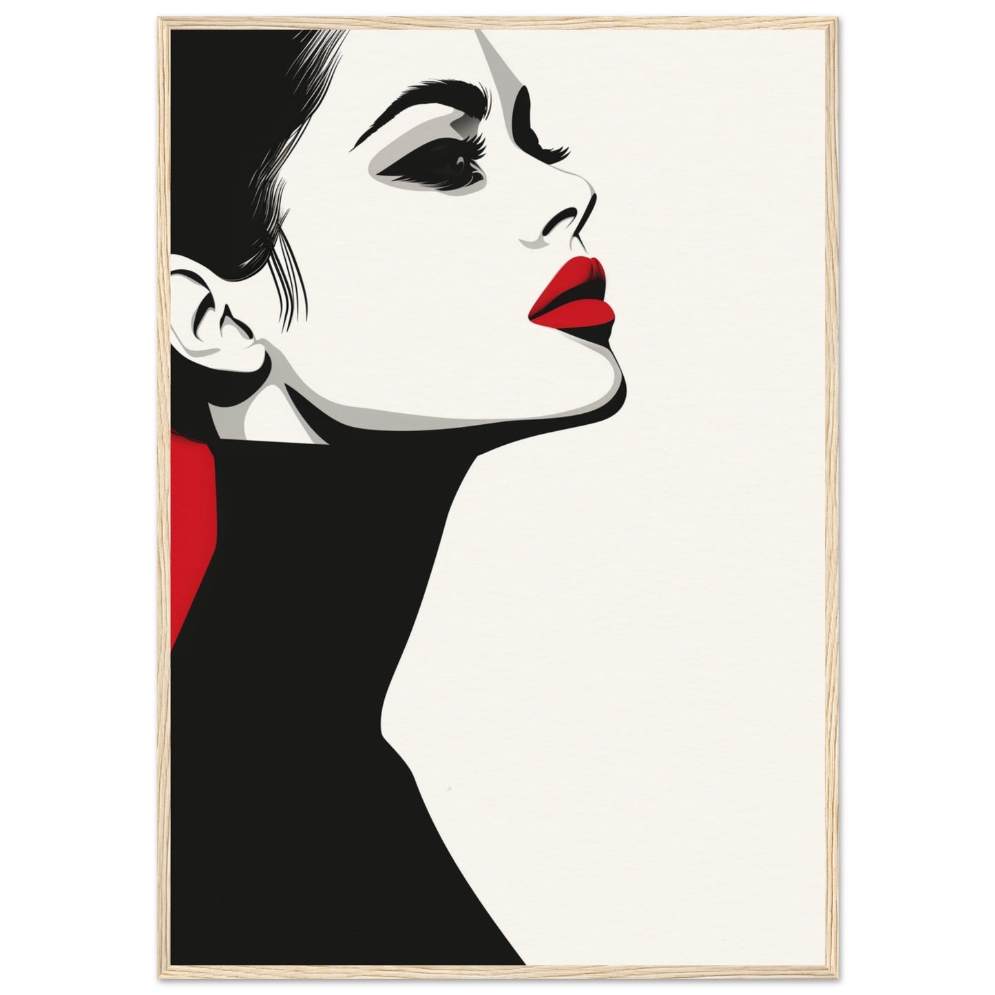 Poster Noir et Blanc et Rouge ( 70x100-cm-Bois-clair)